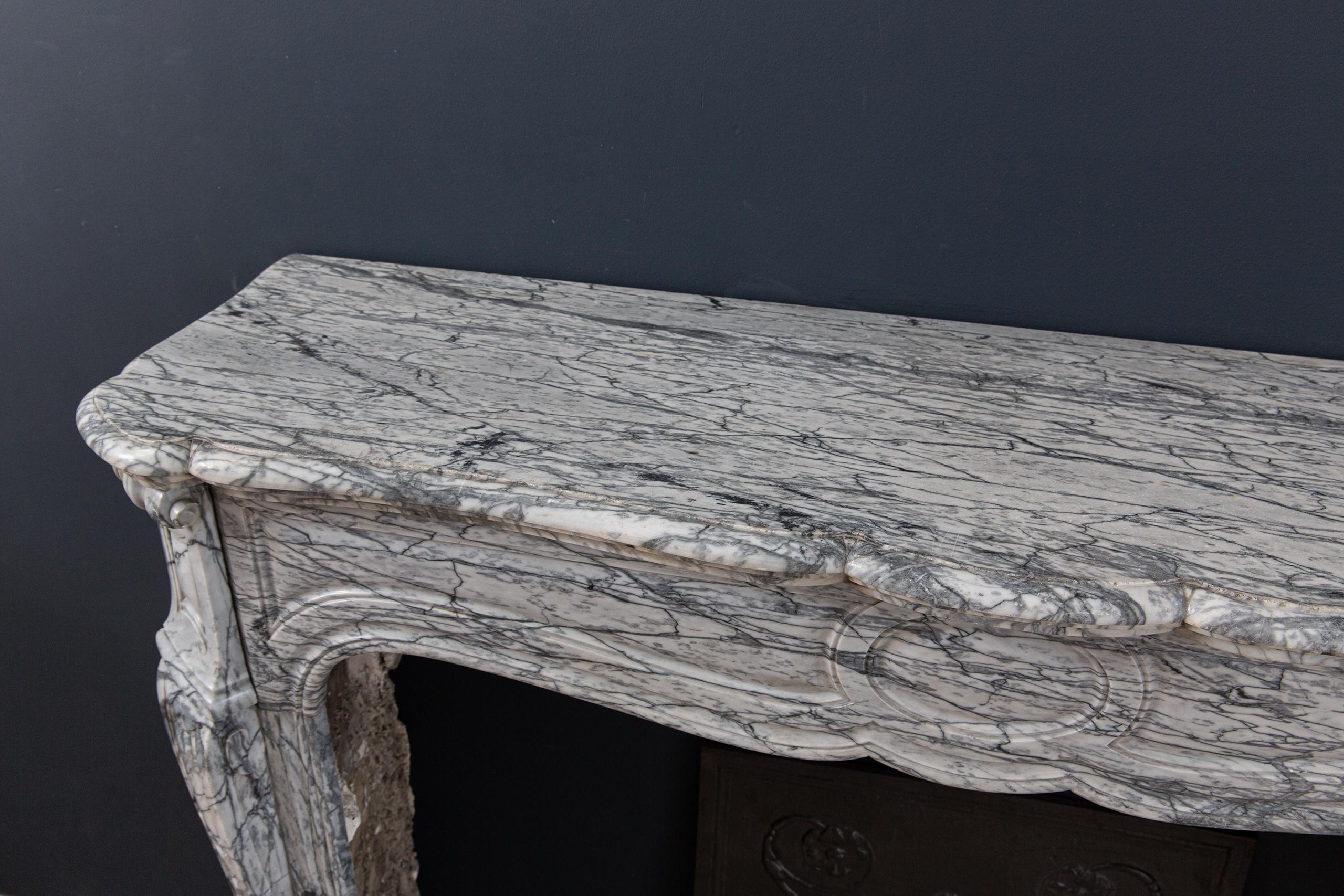 Gray Marble Antique Pompadour Front Fireplace - Image 4