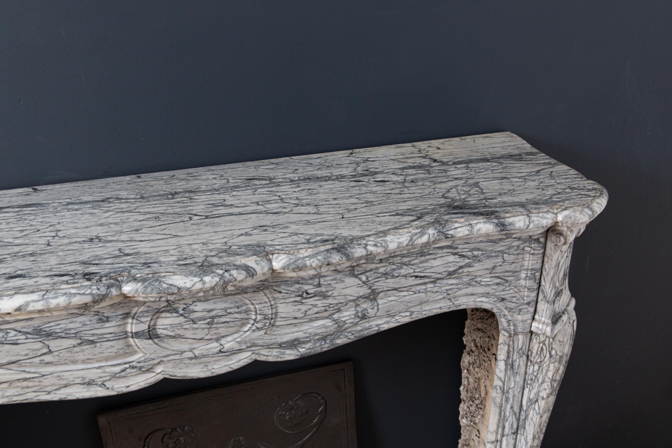 Gray Marble Antique Pompadour Front Fireplace - Image 3