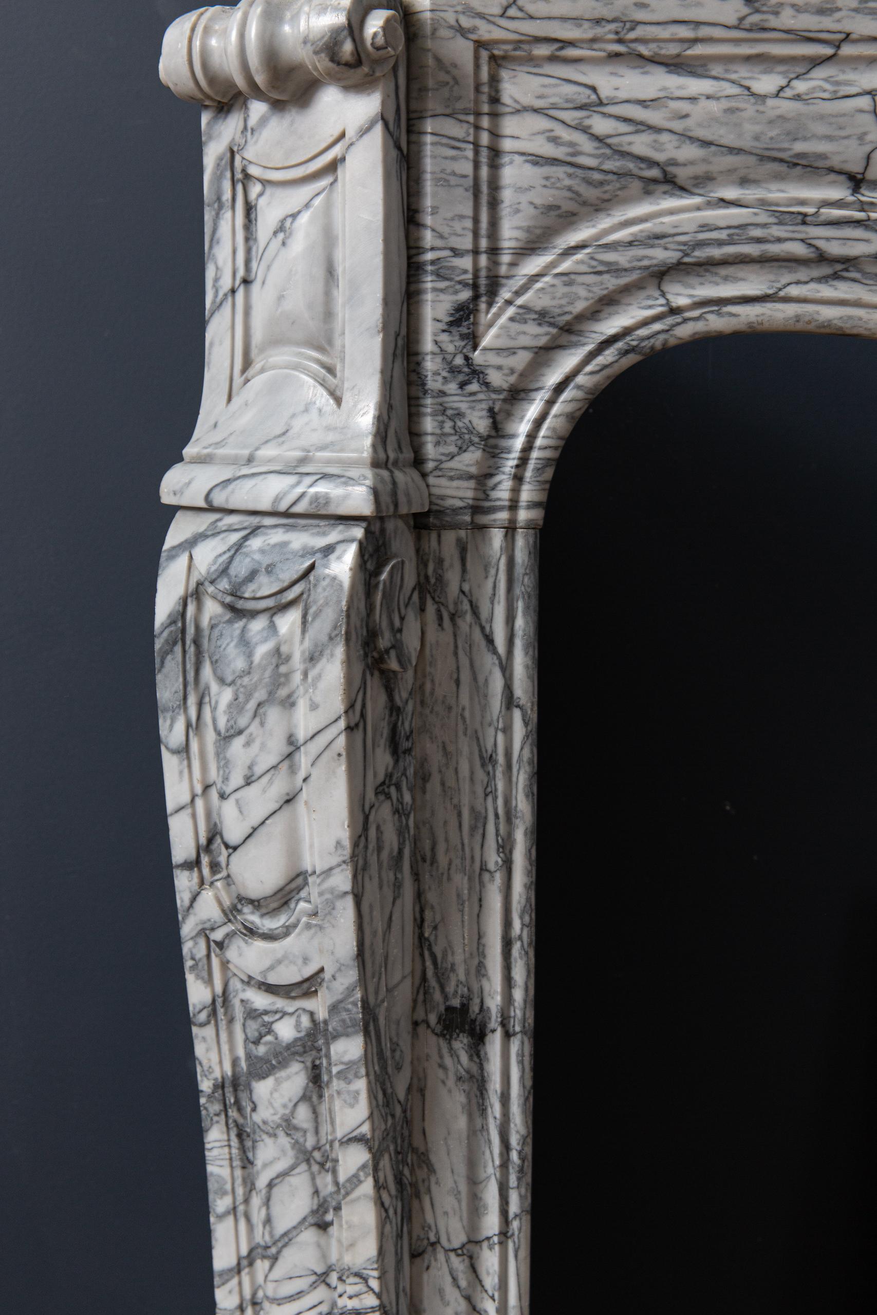 Gray Marble Antique Pompadour Front Fireplace - Image 2