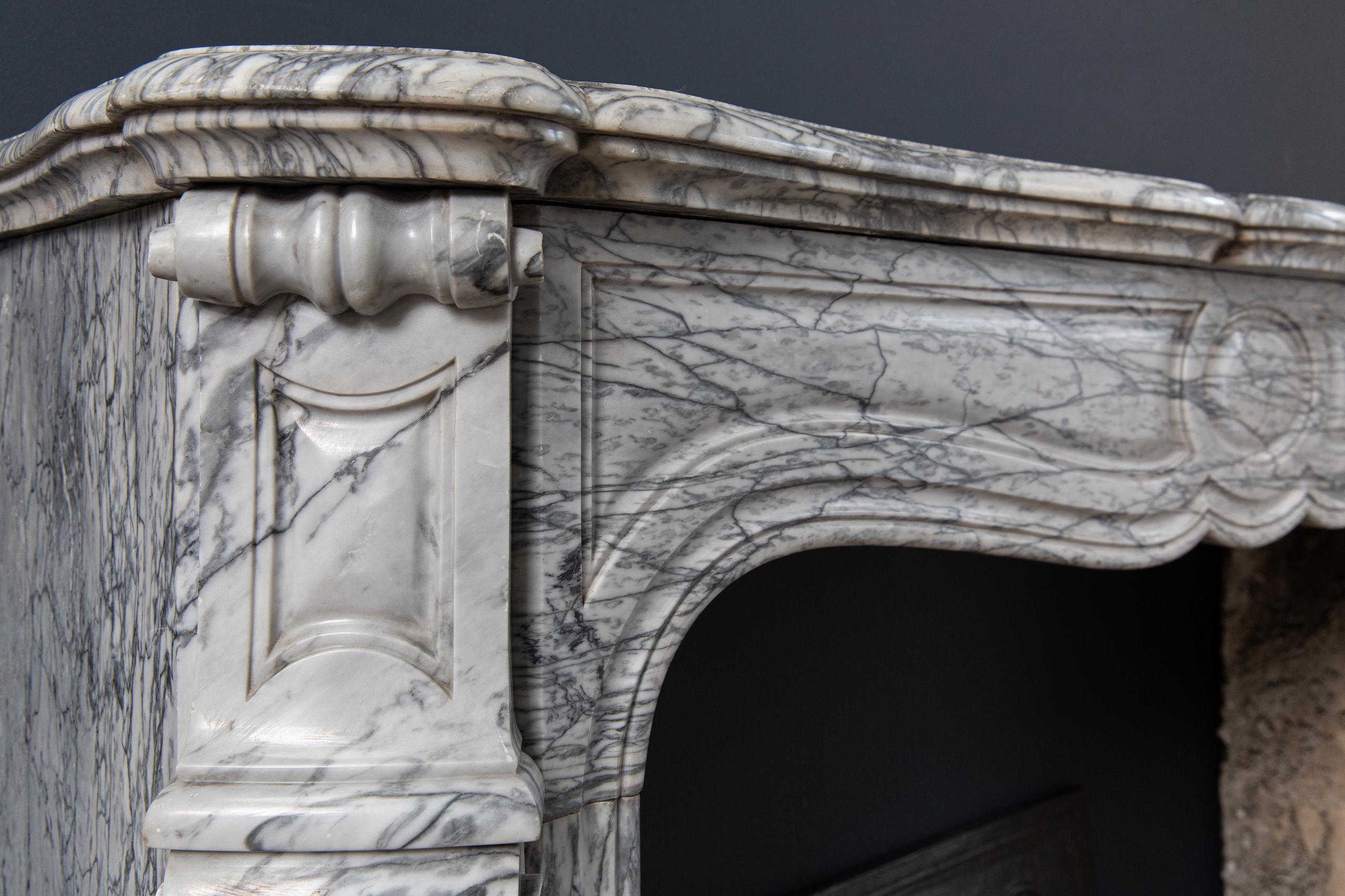 Gray Marble Antique Pompadour Front Fireplace - Image 12
