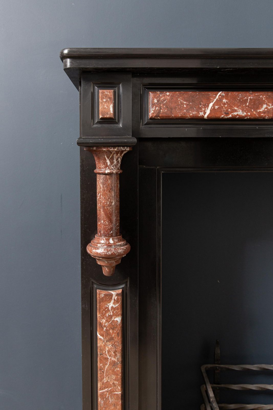 Antique Red and Black Marble Fireplace Surround - Image 2