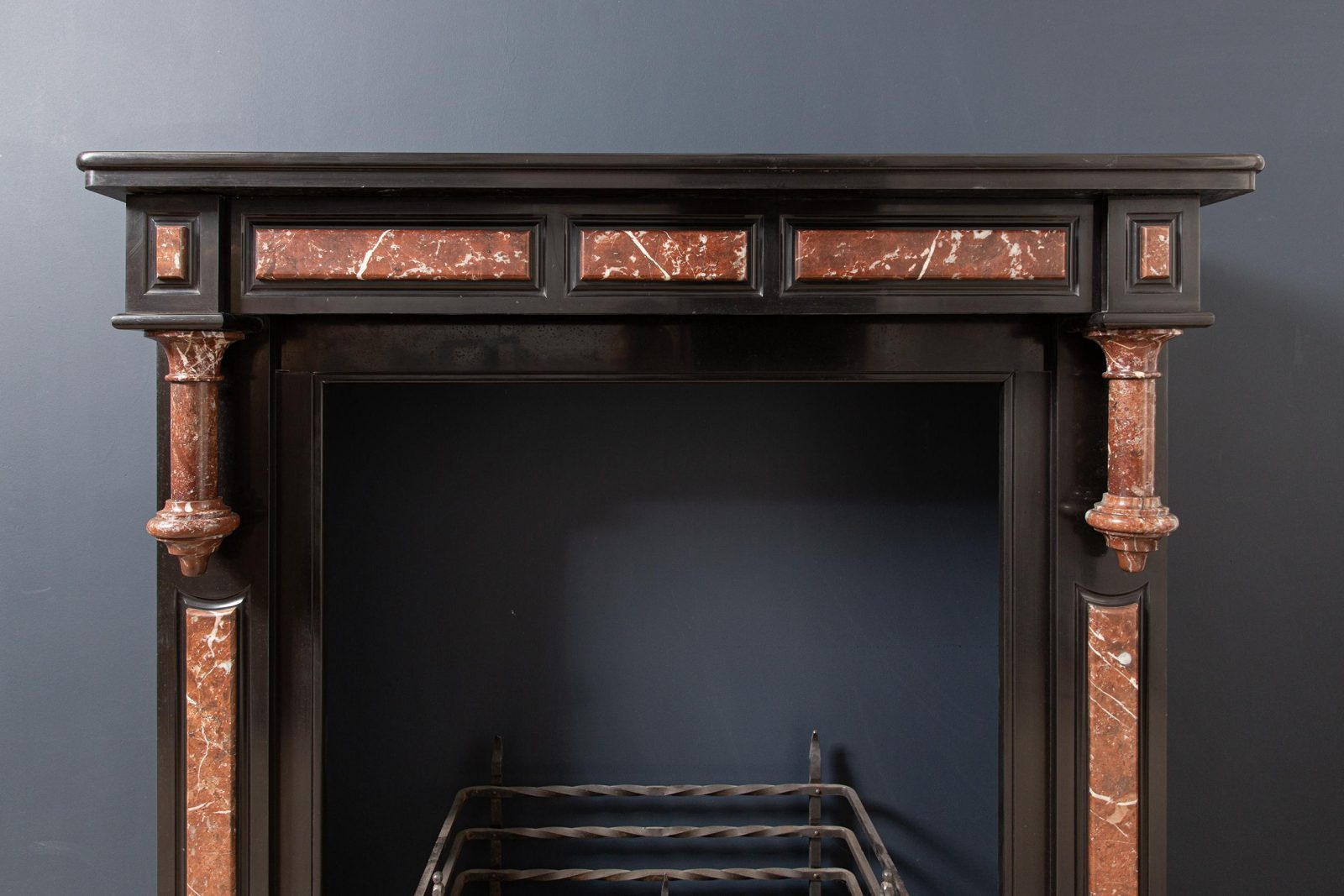Antique Red and Black Marble Fireplace Surround - Image 3