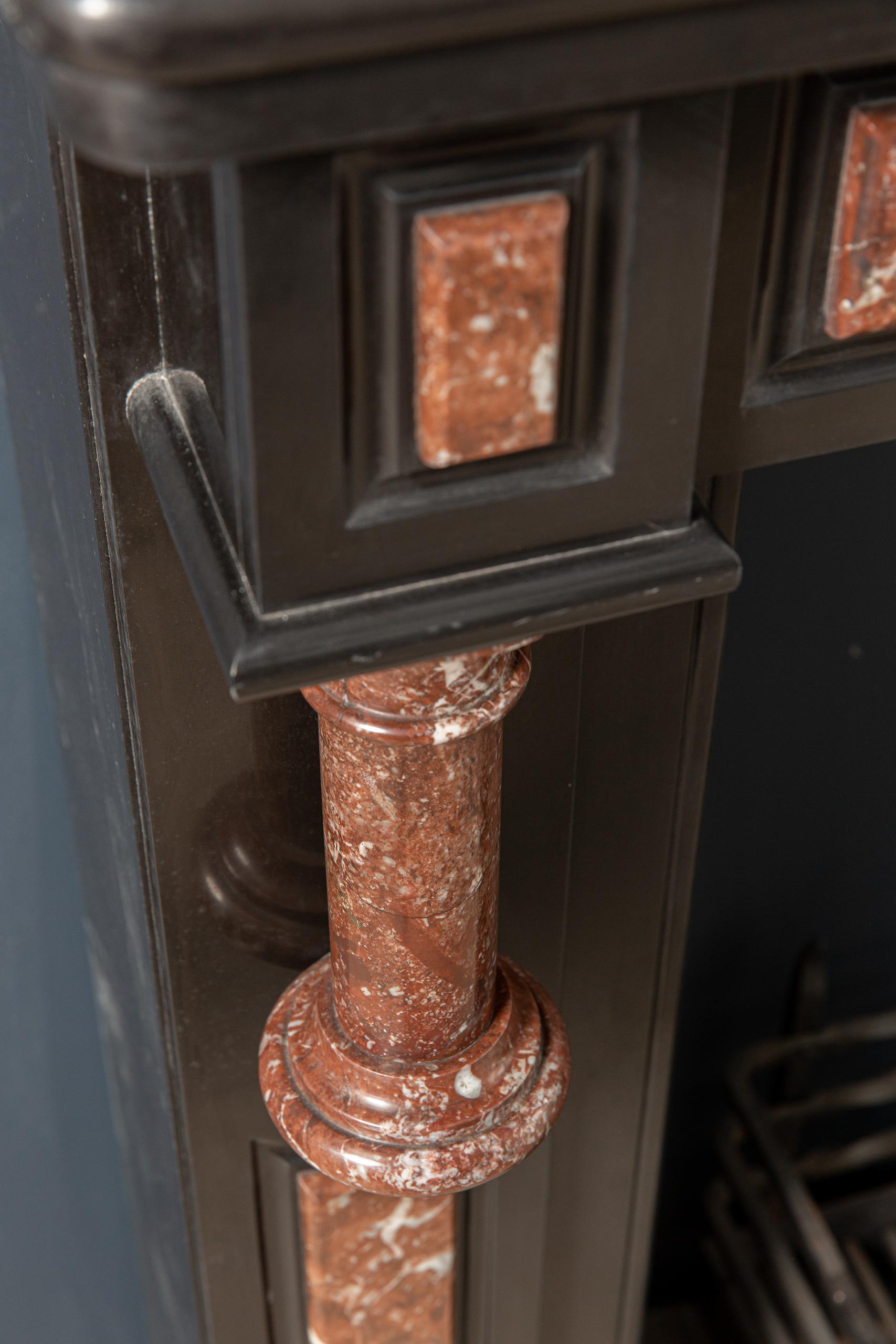 Antique Red and Black Marble Fireplace Surround - Image 4