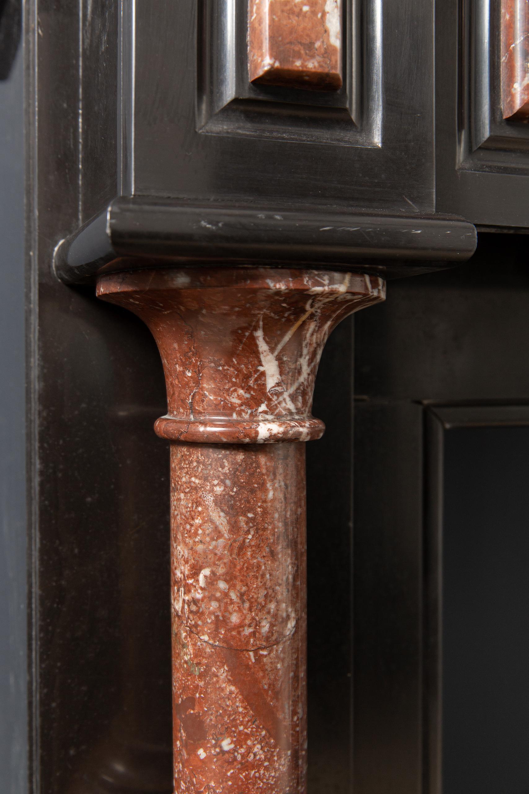 Antique Red and Black Marble Fireplace Surround - Image 5