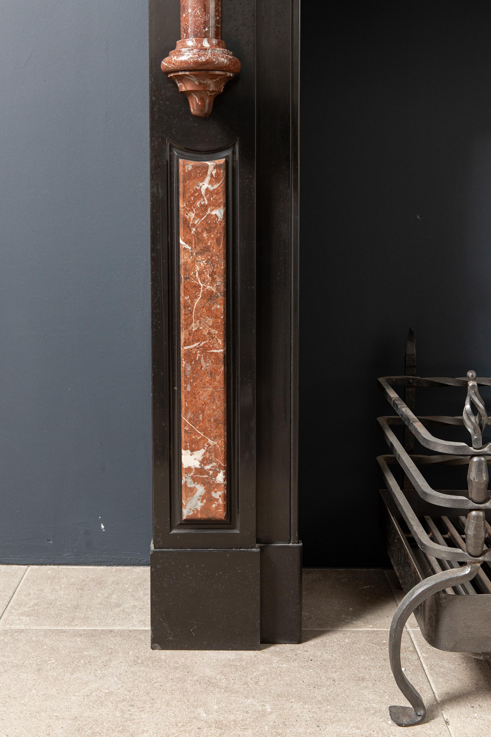 Antique Red and Black Marble Fireplace Surround - Image 8