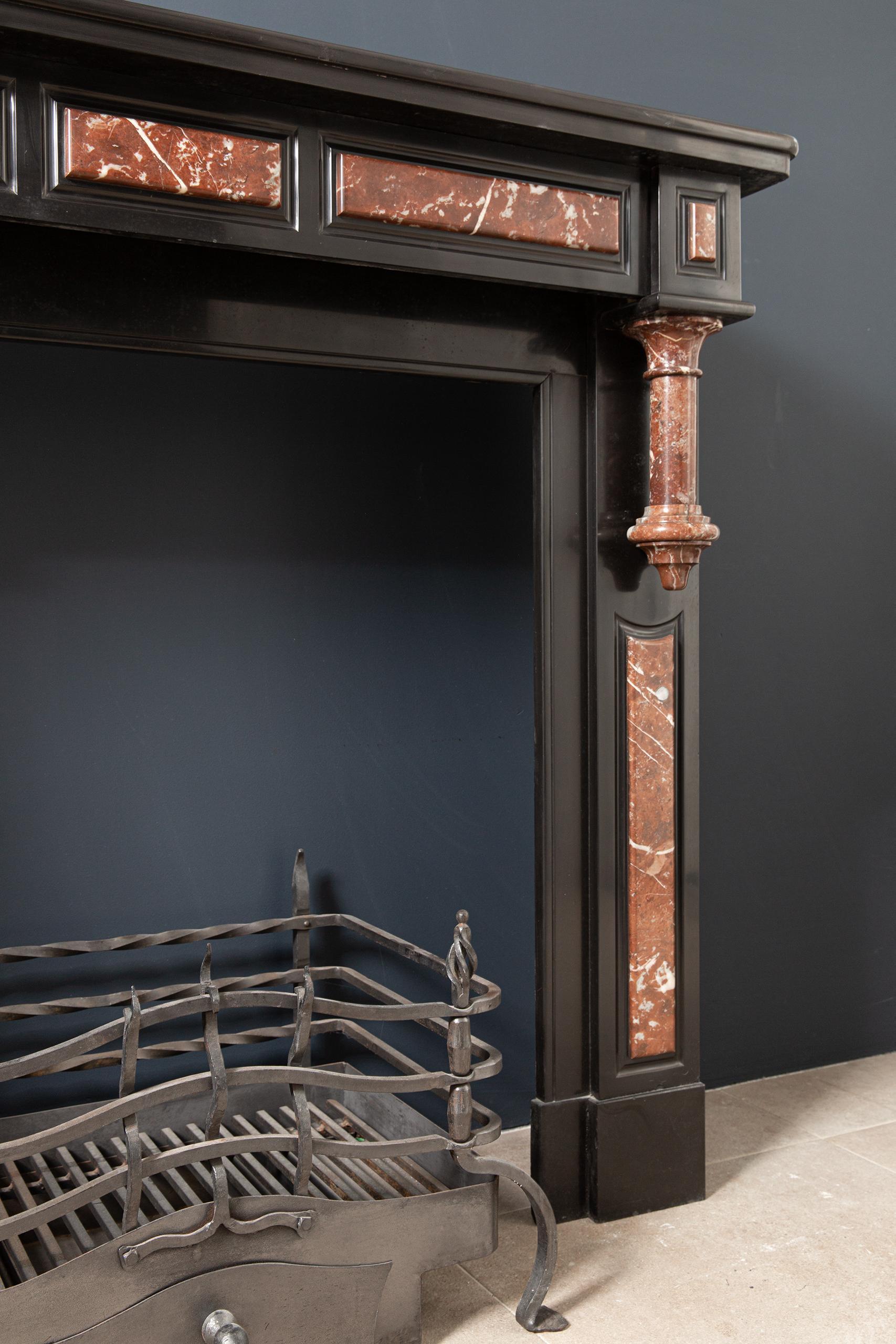 Antique Red and Black Marble Fireplace Surround - Image 9