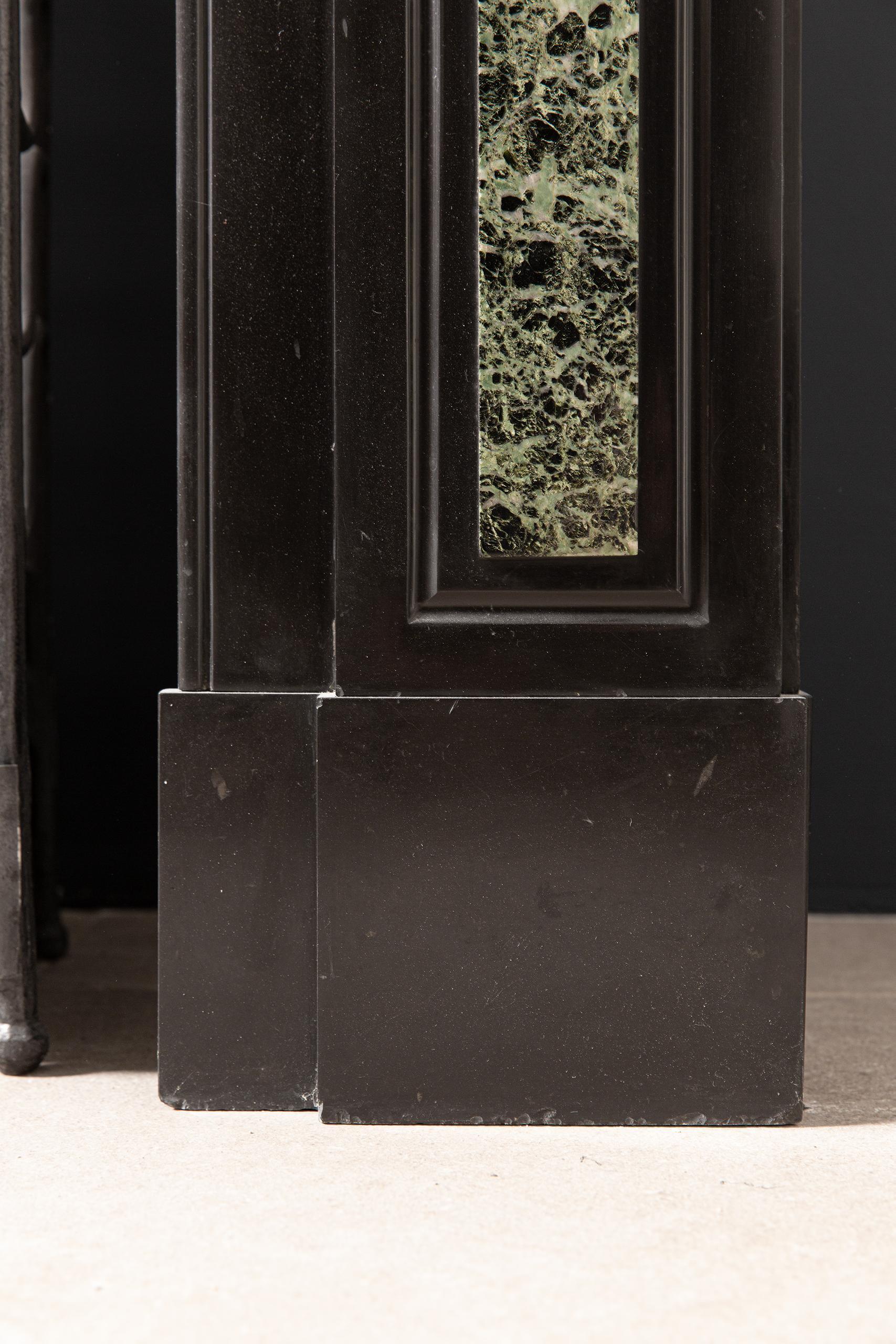 Antique Green and Black Marble Circulation Fireplace - Image 2