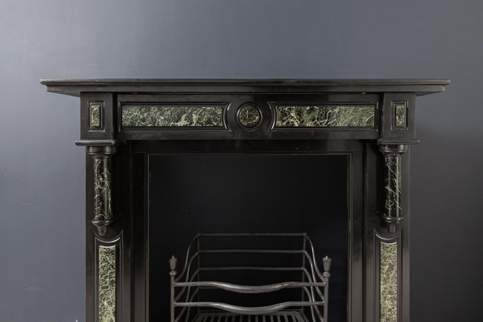 Antique Green and Black Marble Circulation Fireplace - Image 3