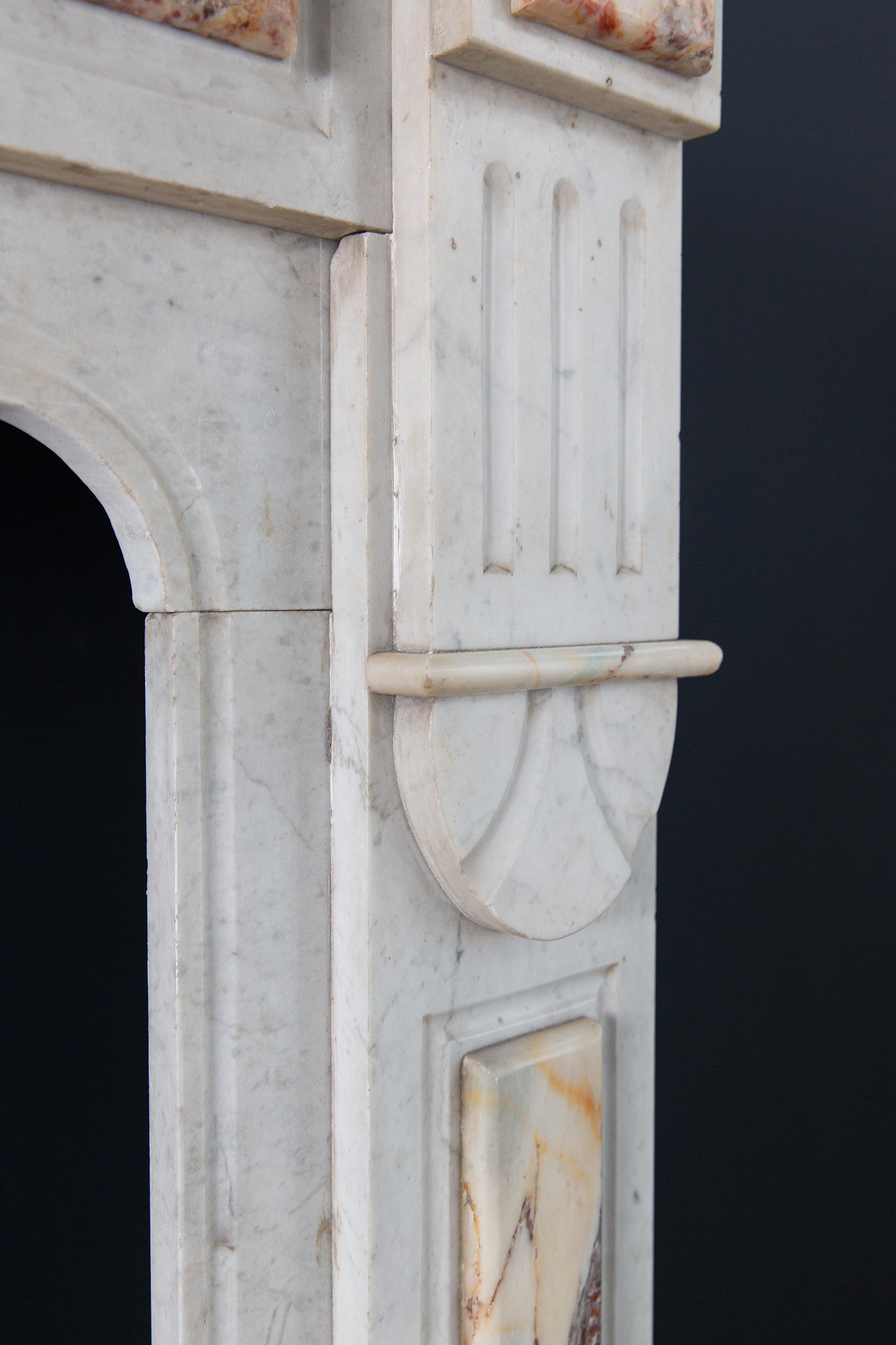 White Marble Antique Neoclassical French Circulation Fireplace - Image 10