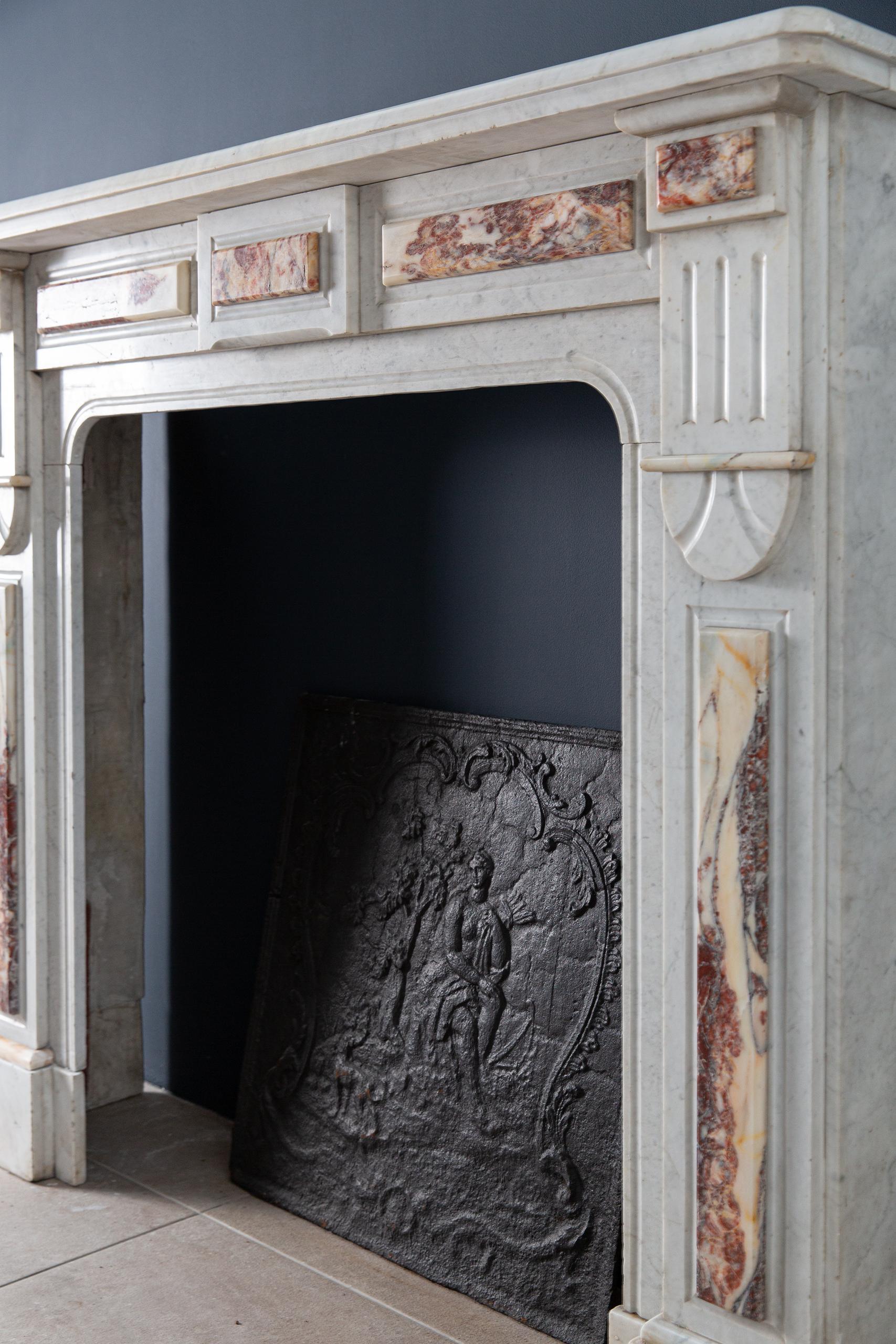 White Marble Antique Neoclassical French Circulation Fireplace - Image 13