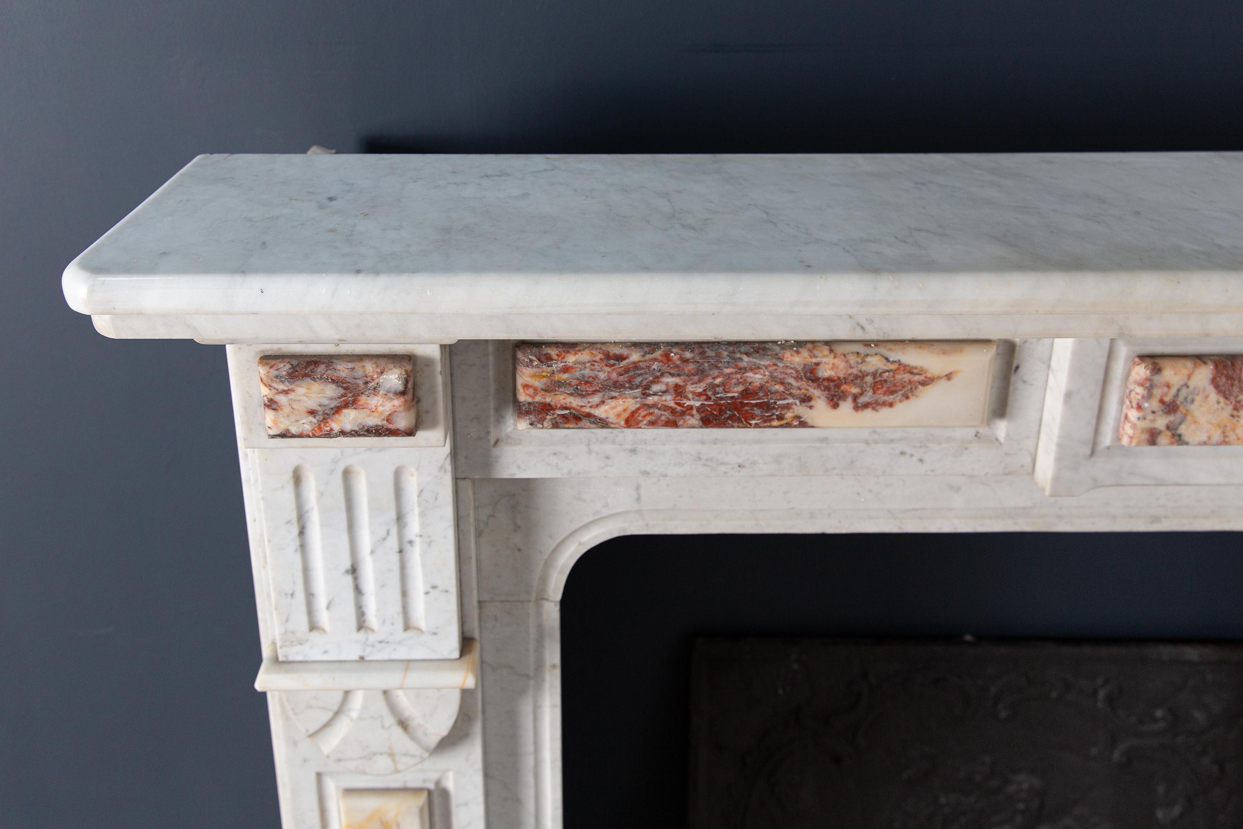 White Marble Antique Neoclassical French Circulation Fireplace - Image 16