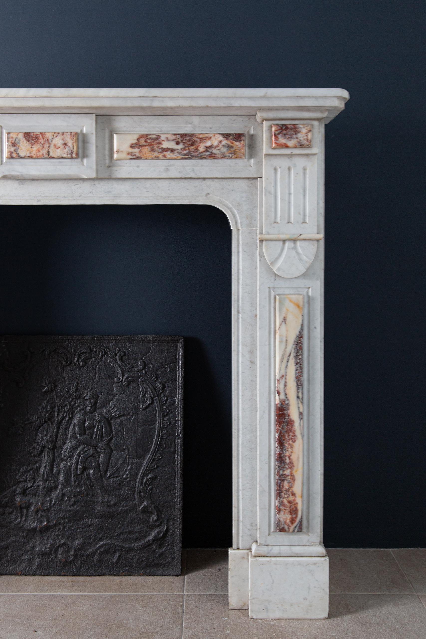 White Marble Antique Neoclassical French Circulation Fireplace - Image 18