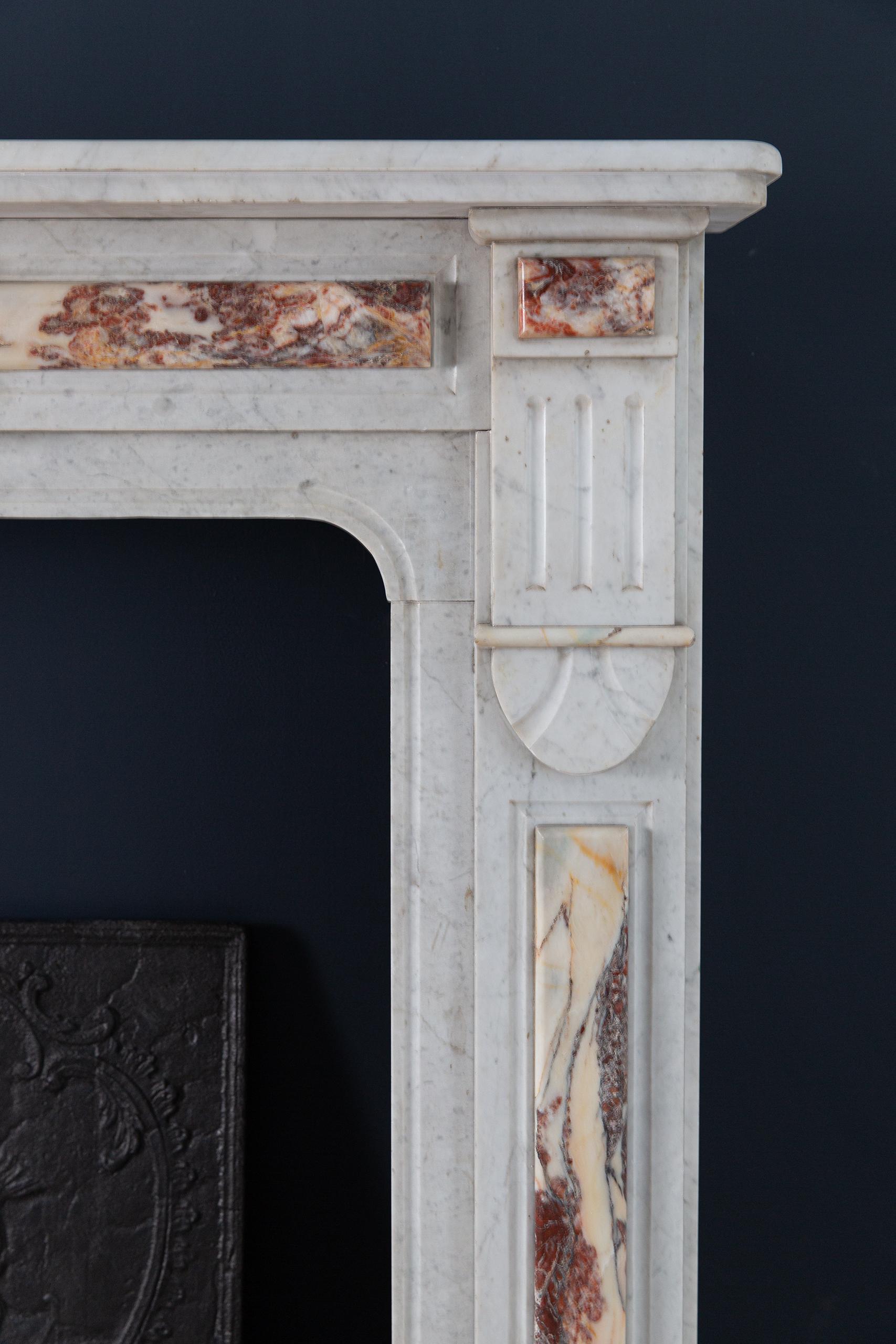 White Marble Antique Neoclassical French Circulation Fireplace - Image 19
