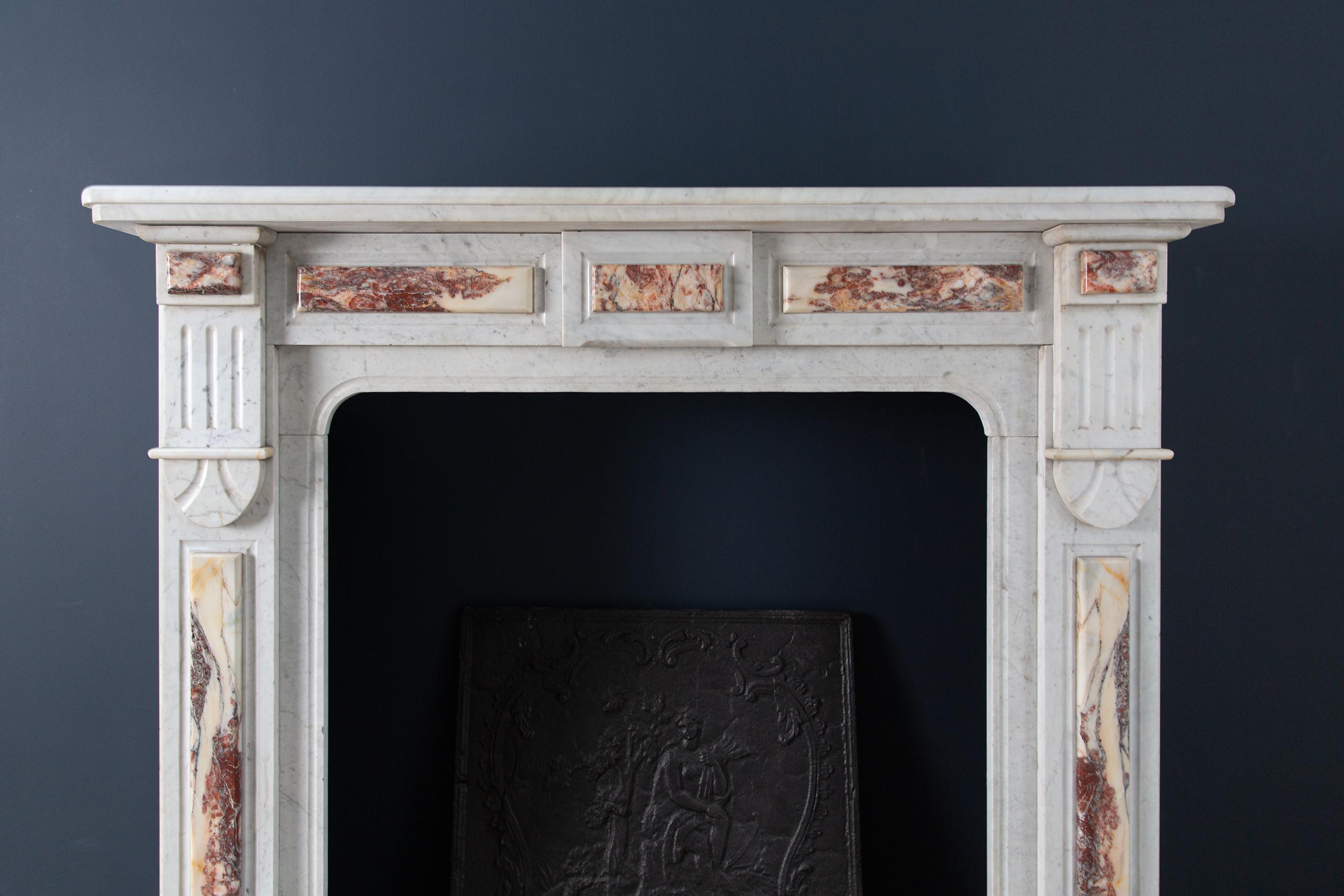 White Marble Antique Neoclassical French Circulation Fireplace - Image 2