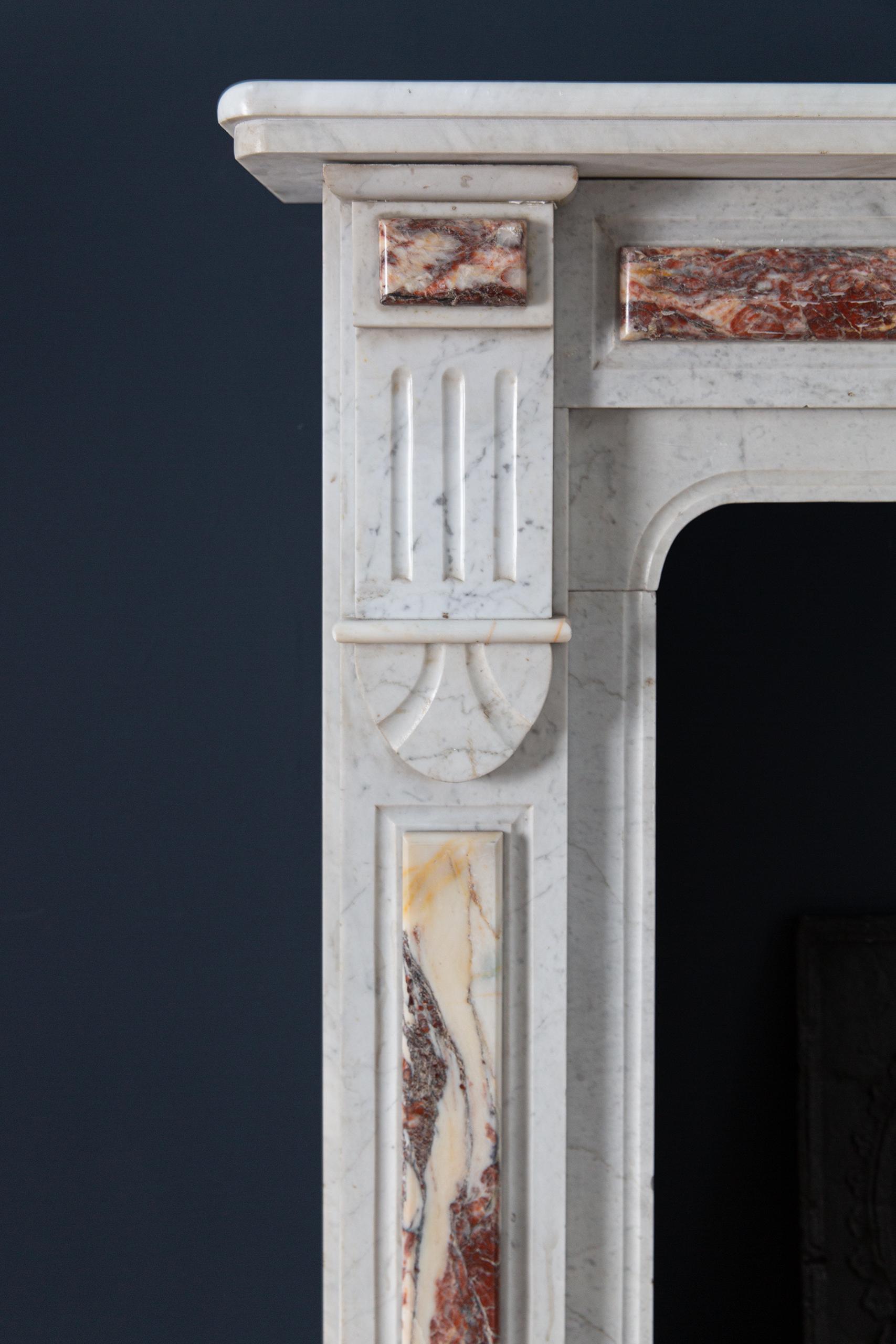 White Marble Antique Neoclassical French Circulation Fireplace - Image 20