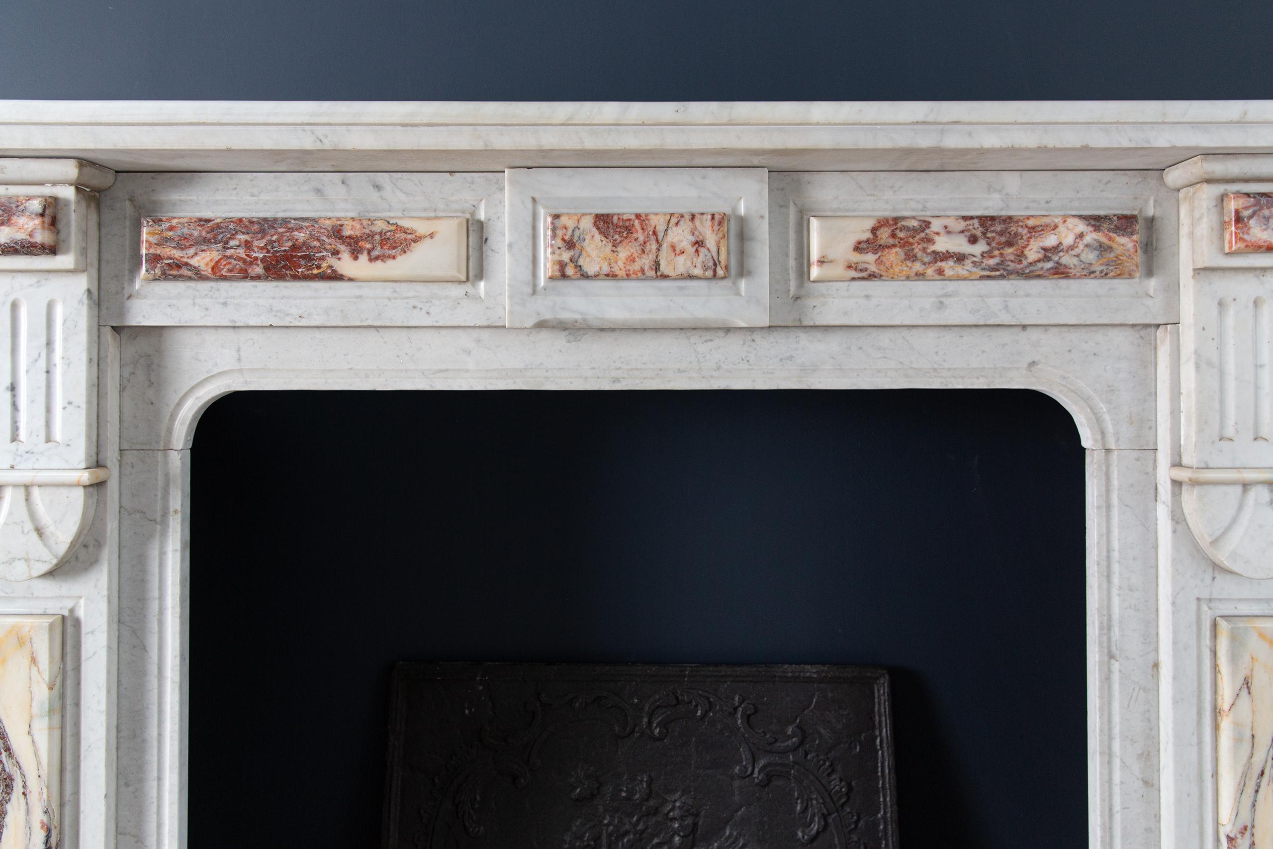 White Marble Antique Neoclassical French Circulation Fireplace - Image 3