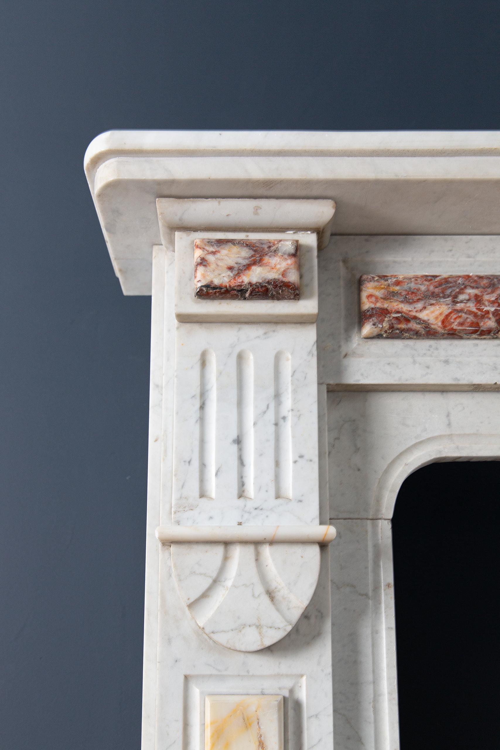 White Marble Antique Neoclassical French Circulation Fireplace - Image 8