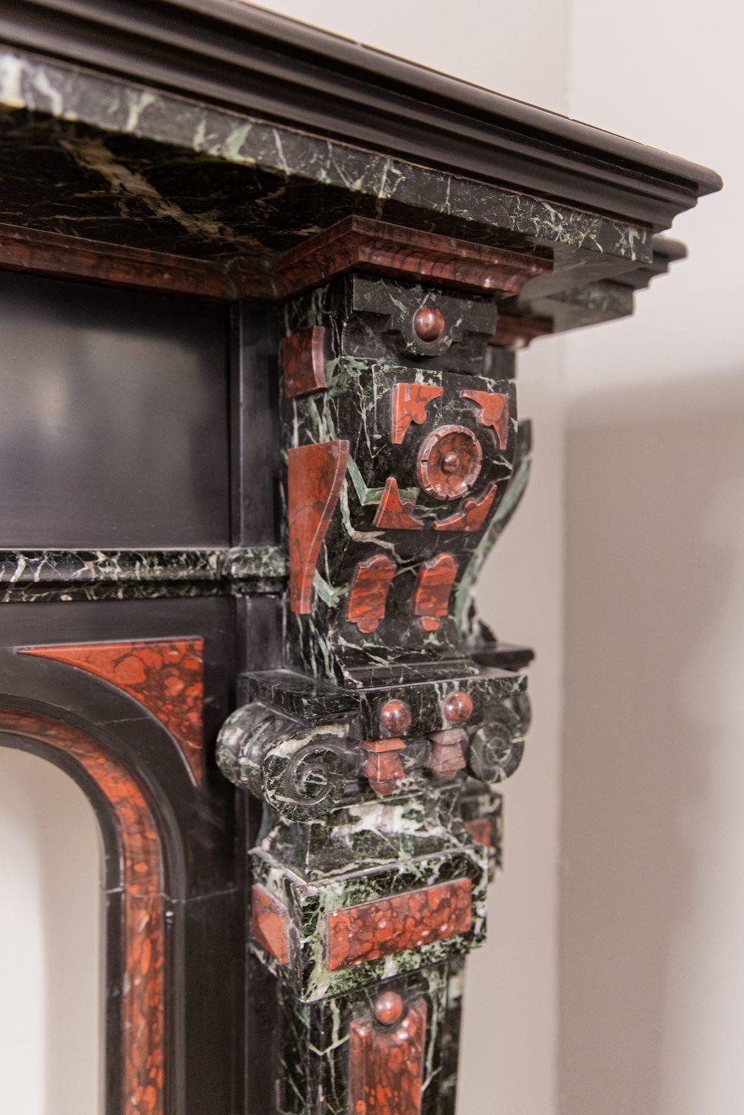 Extravagant Black Marble Antique Circular Fireplace - Image 6
