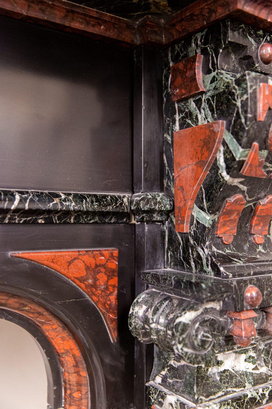 Extravagant Black Marble Antique Circular Fireplace - Image 5