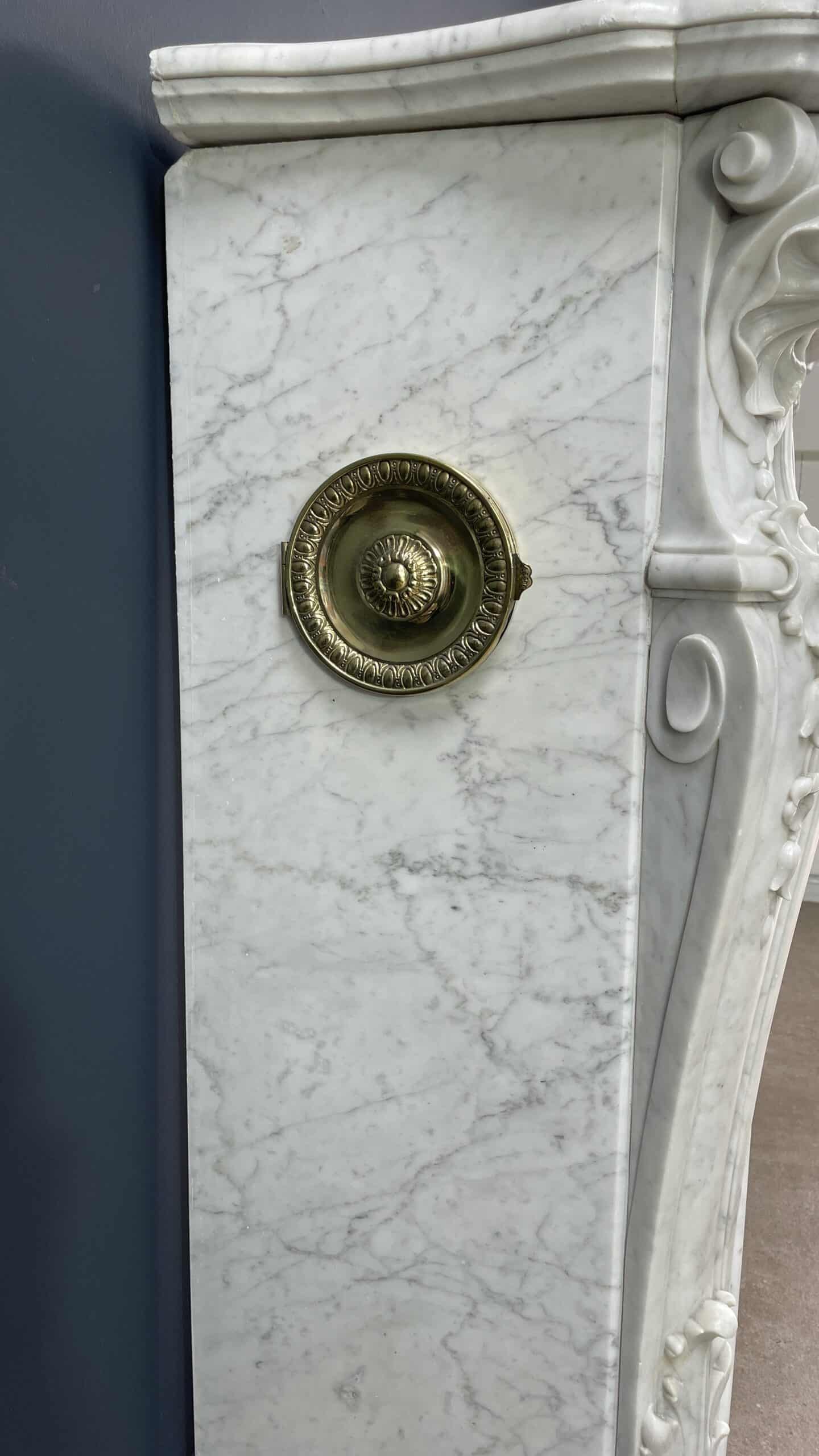 Franse Luxe Antieke Carrara Marmer Front Schouw - Afbeelding 16