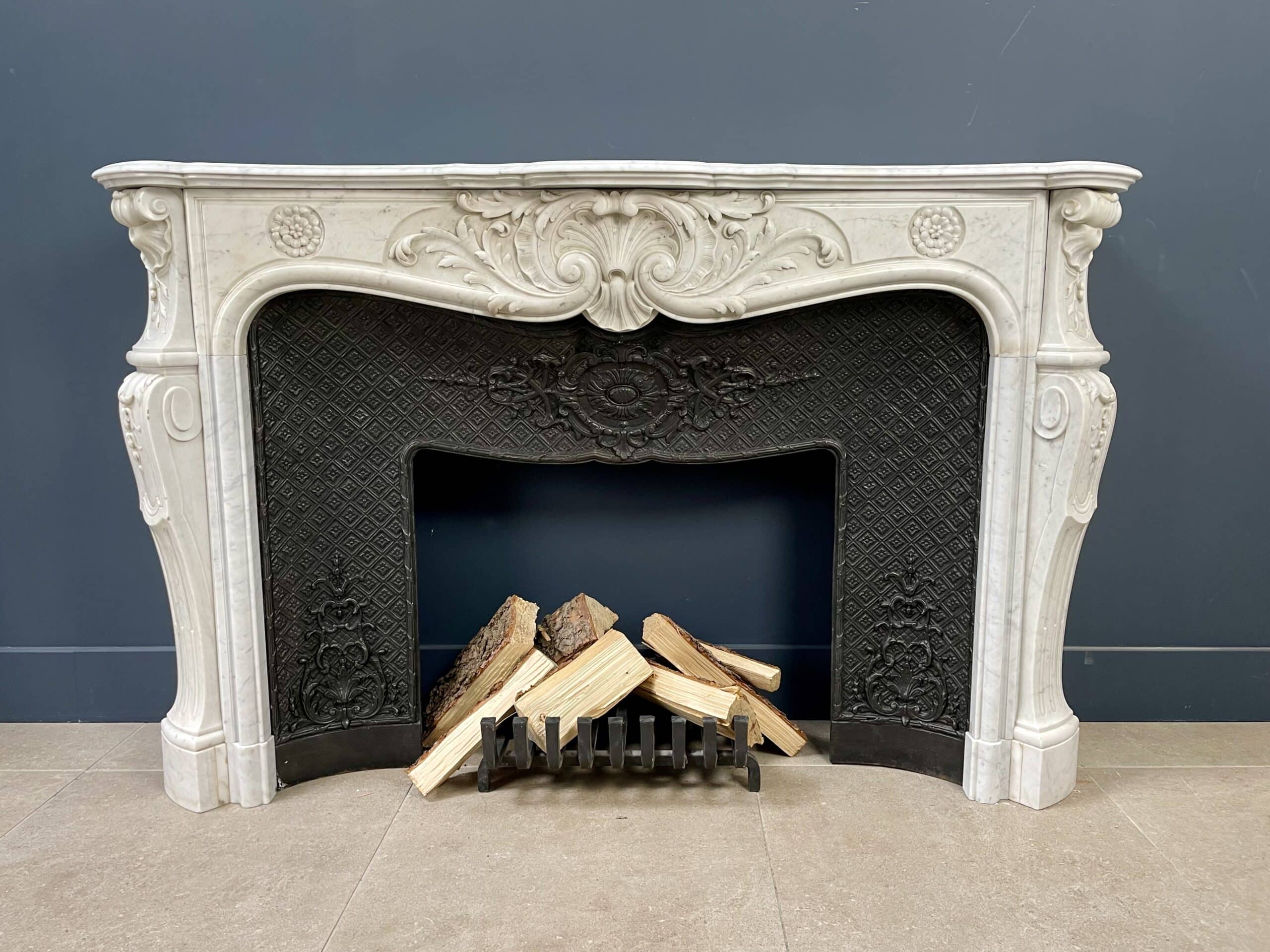 Antique White Fireplace with Inset.