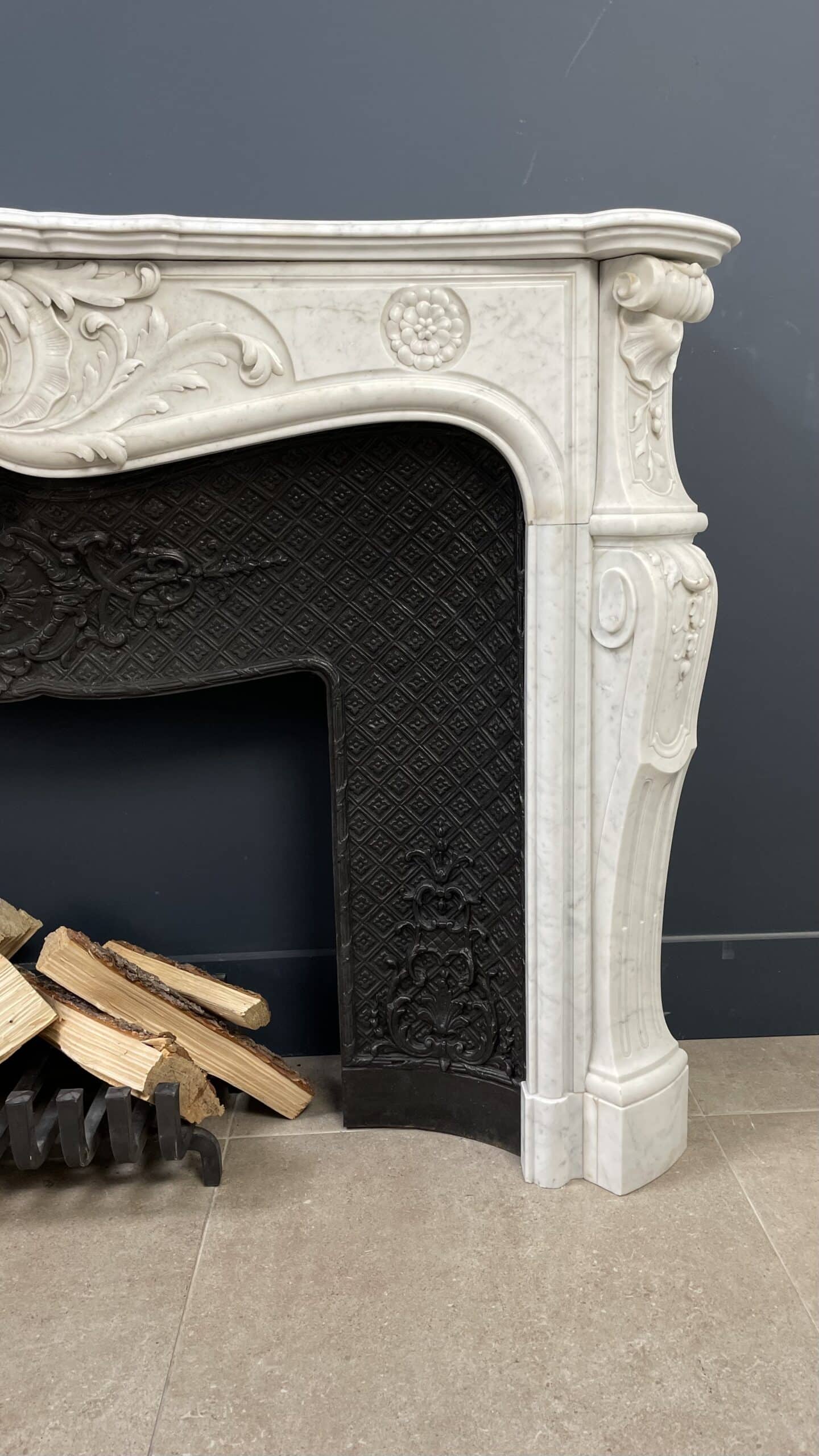 Antique White Fireplace with Inset.