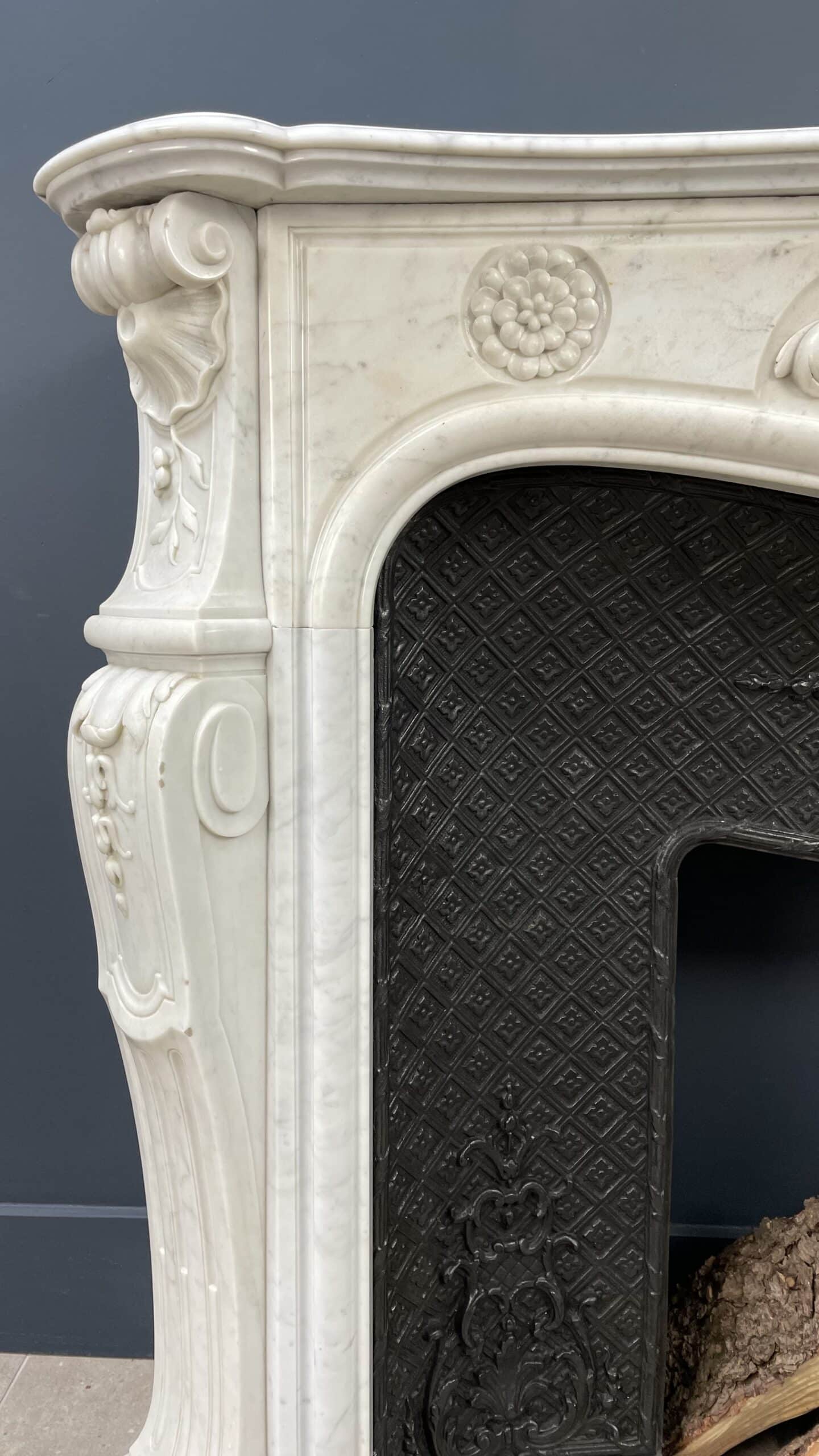 Antique White Fireplace with Inset.