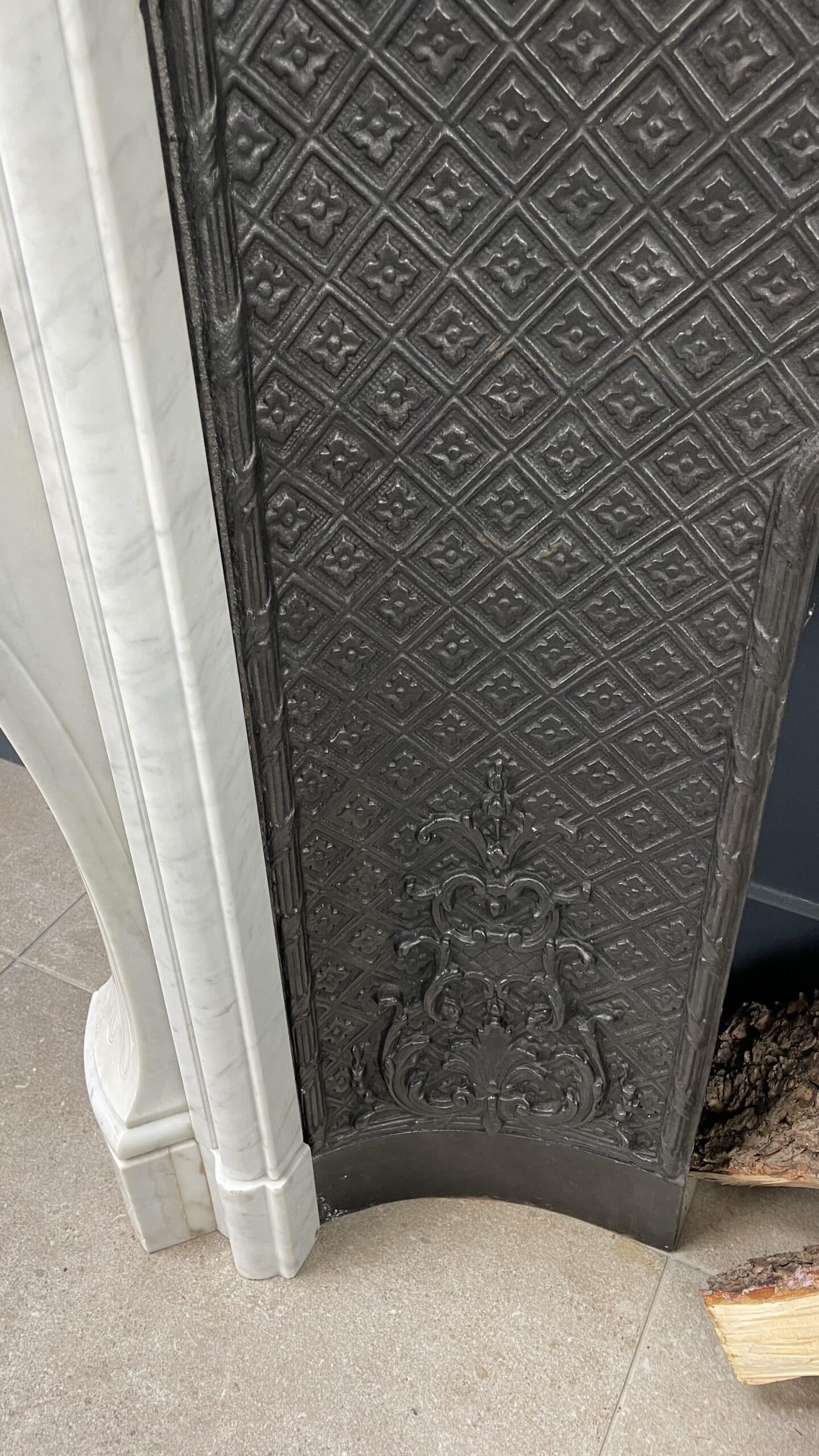 Antique White Fireplace with Inset.