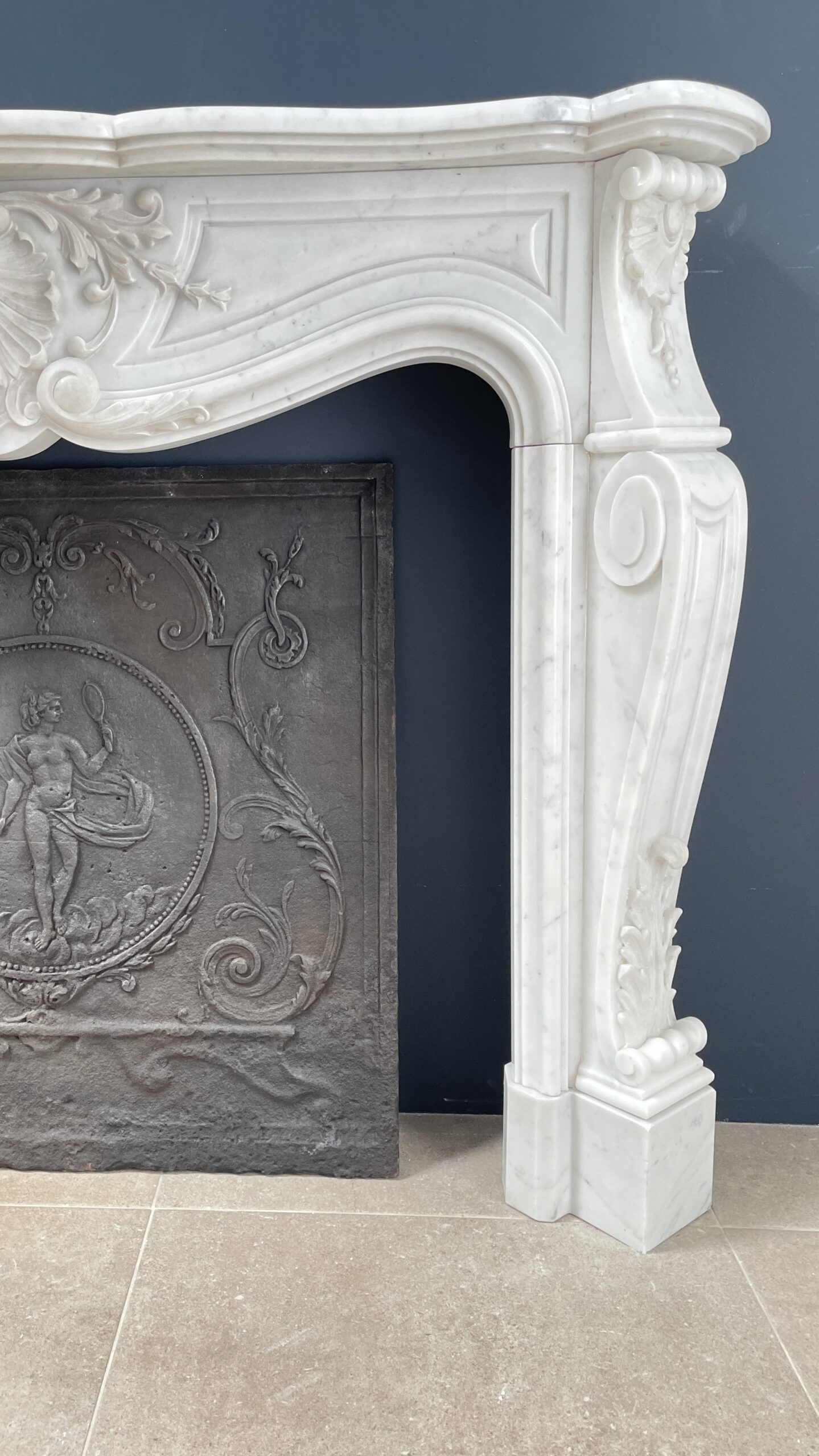 Fireplace white marble fireplace