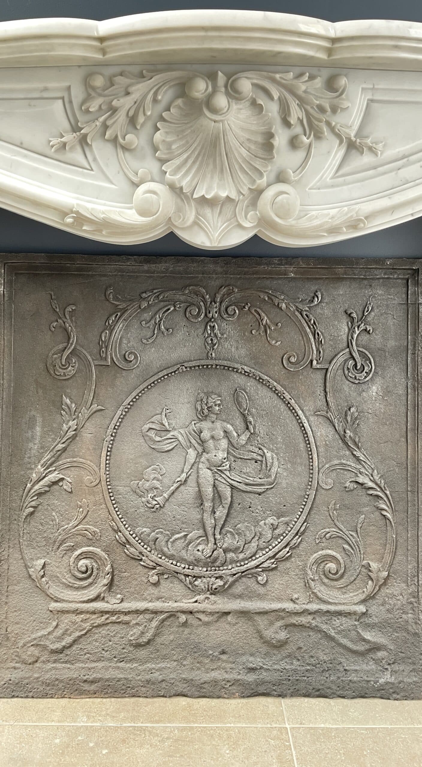 Fireplace white marble fireplace