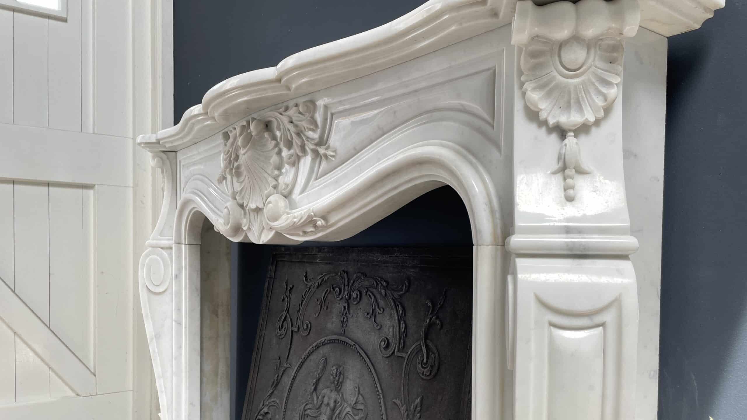 Fireplace white marble fireplace