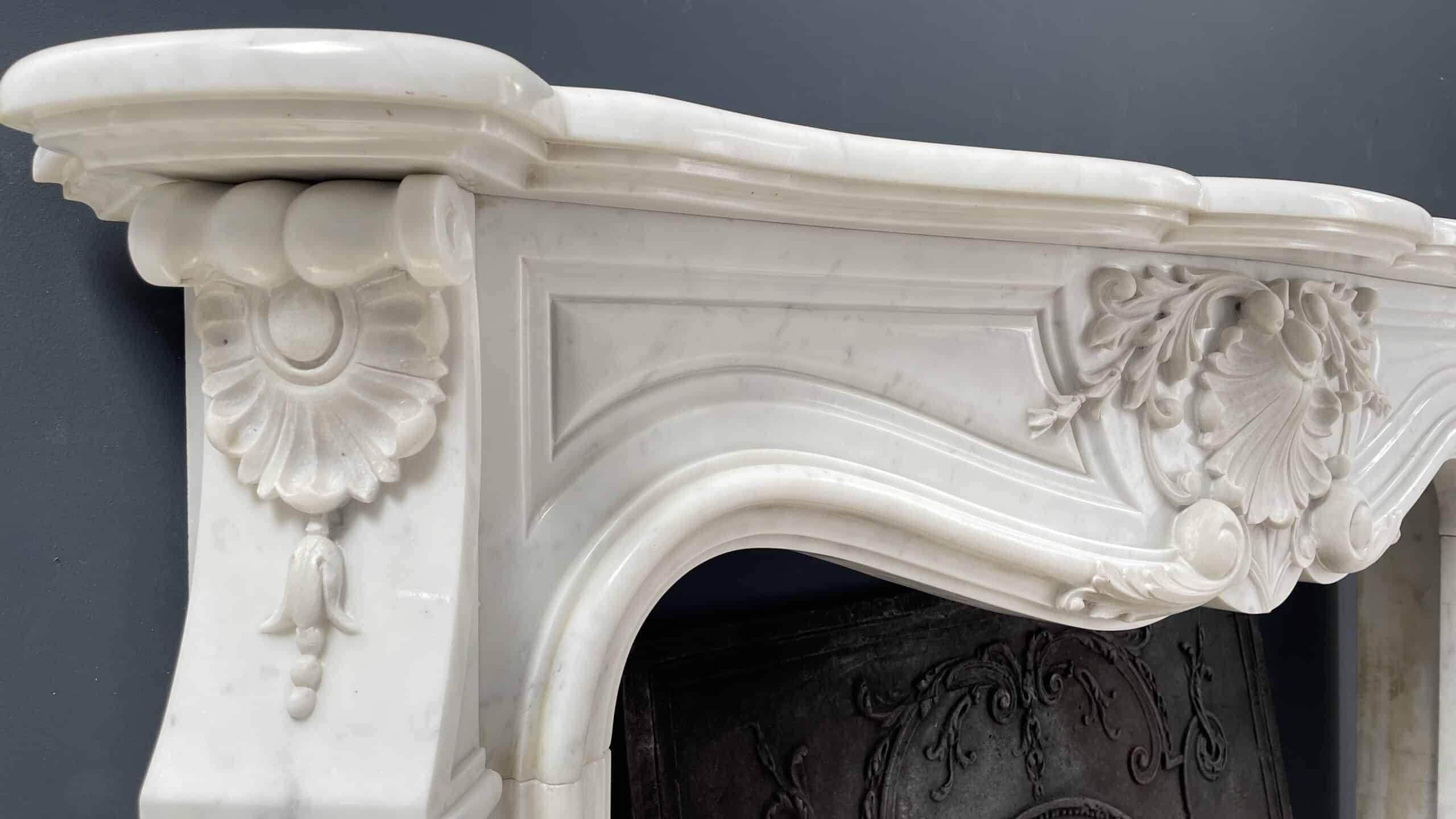 Fireplace white marble fireplace