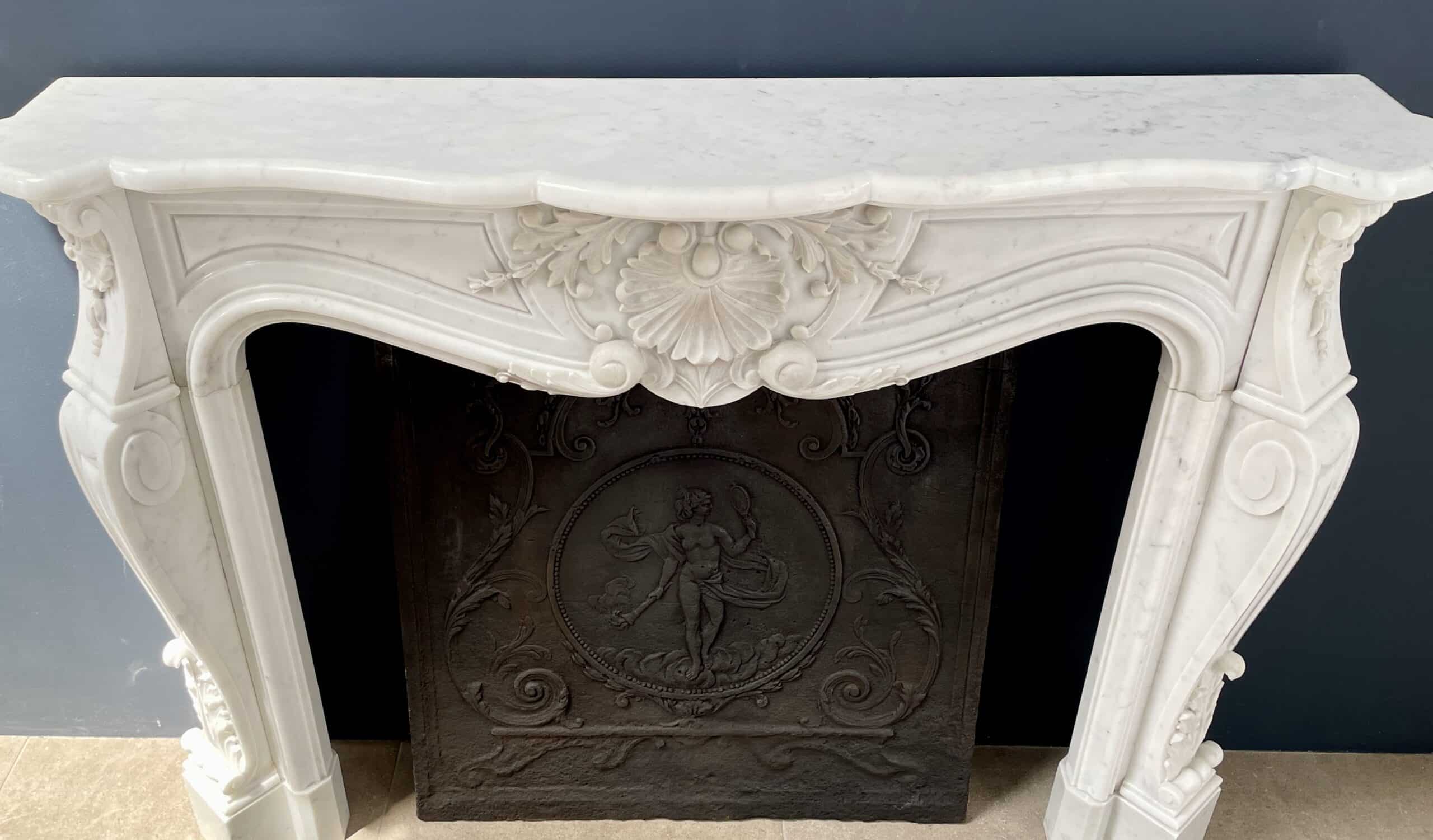 Fireplace white marble fireplace