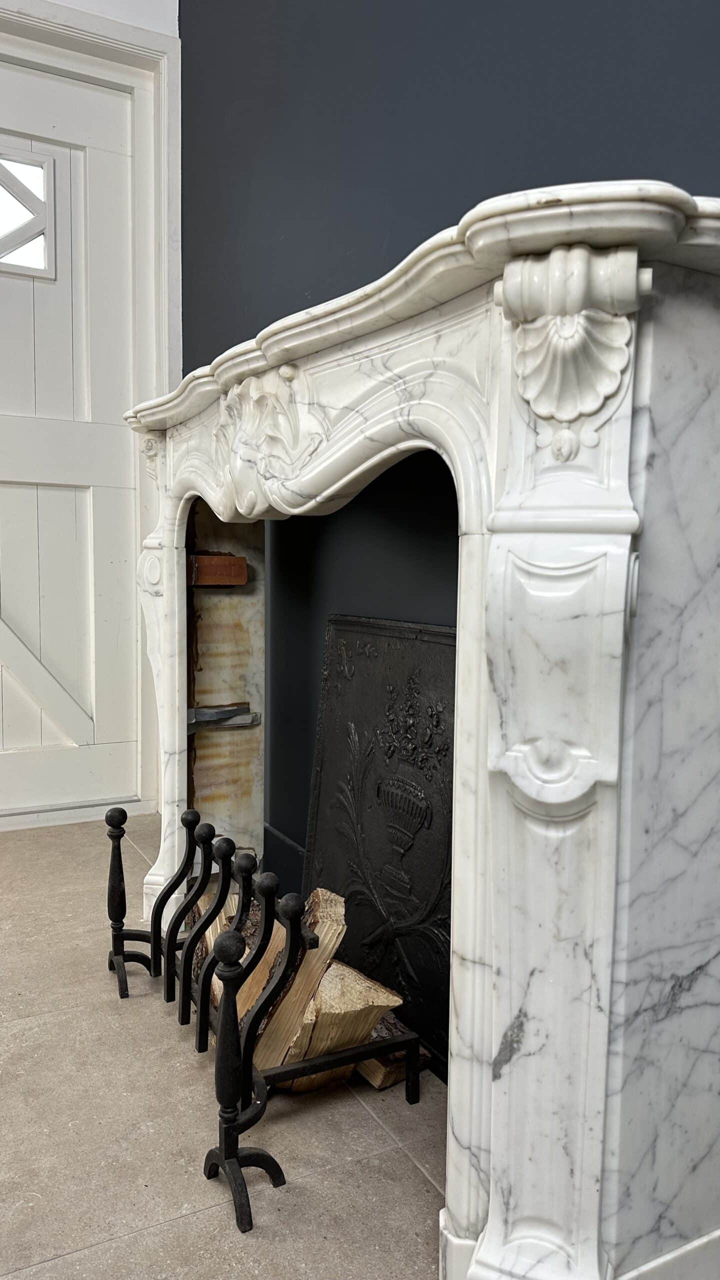 White antique Rococo Fireplace