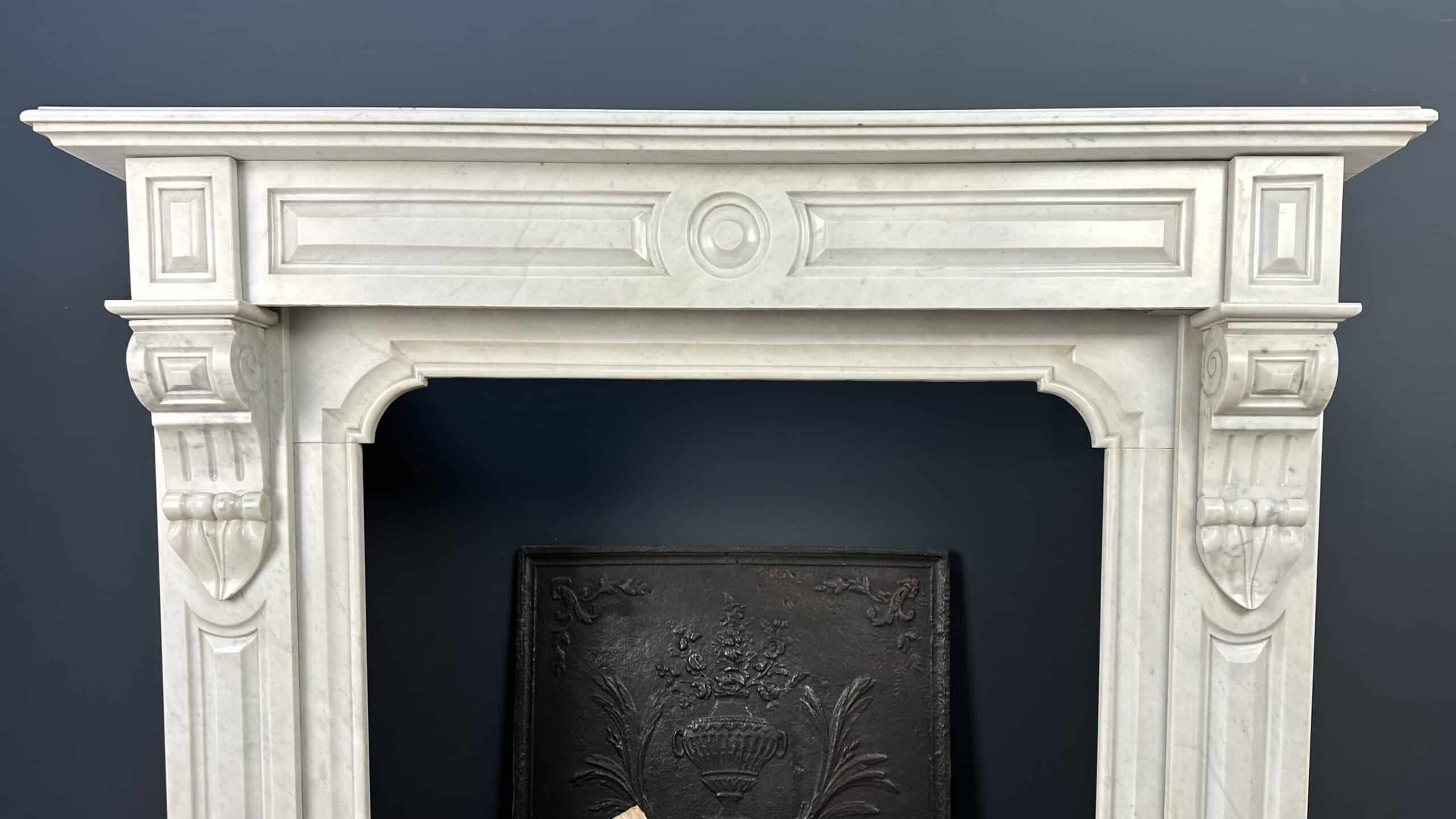 Antique fireplace white marble