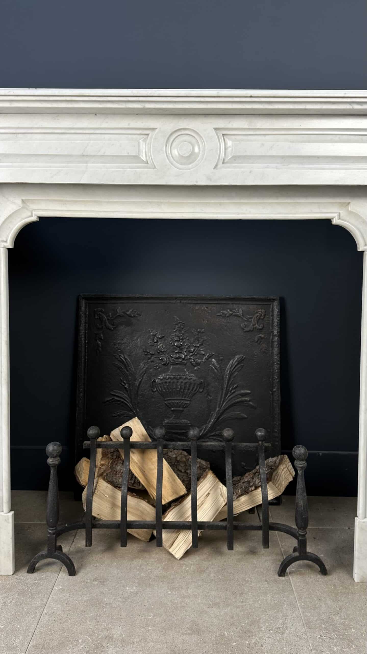 Antique fireplace white marble