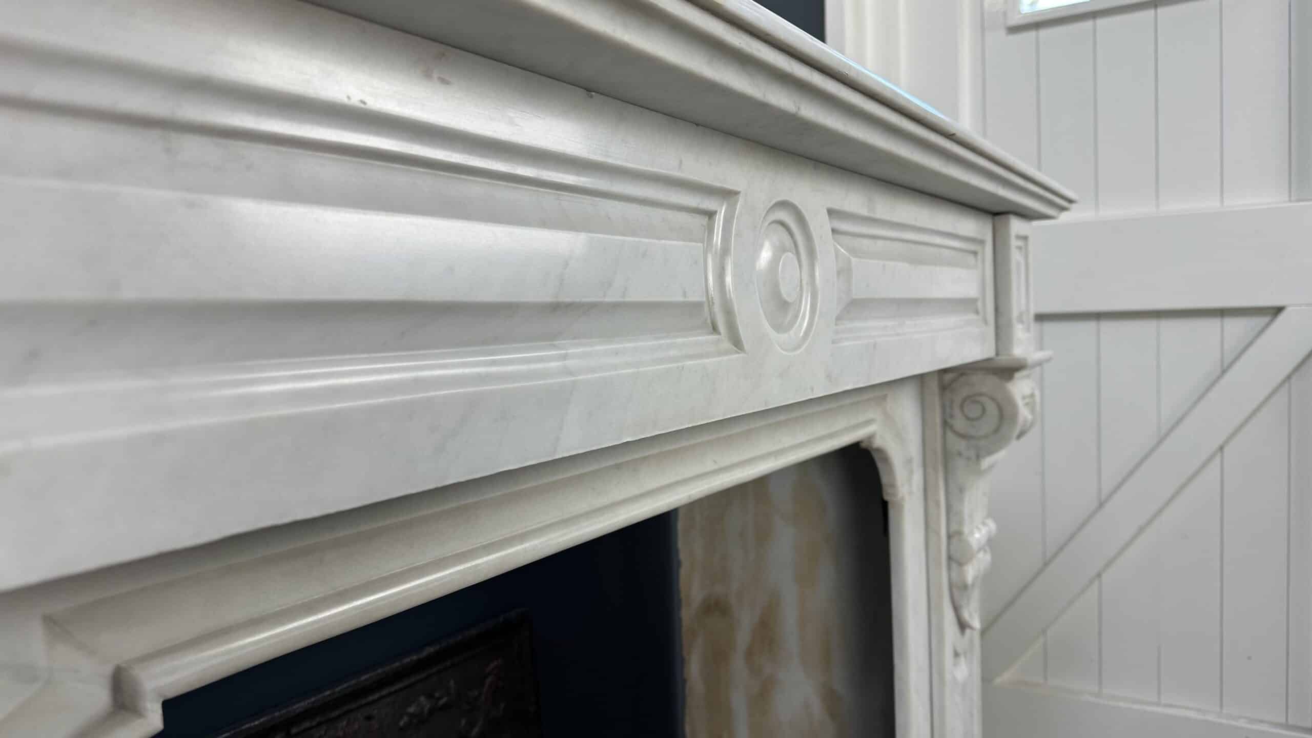 Antique fireplace white marble