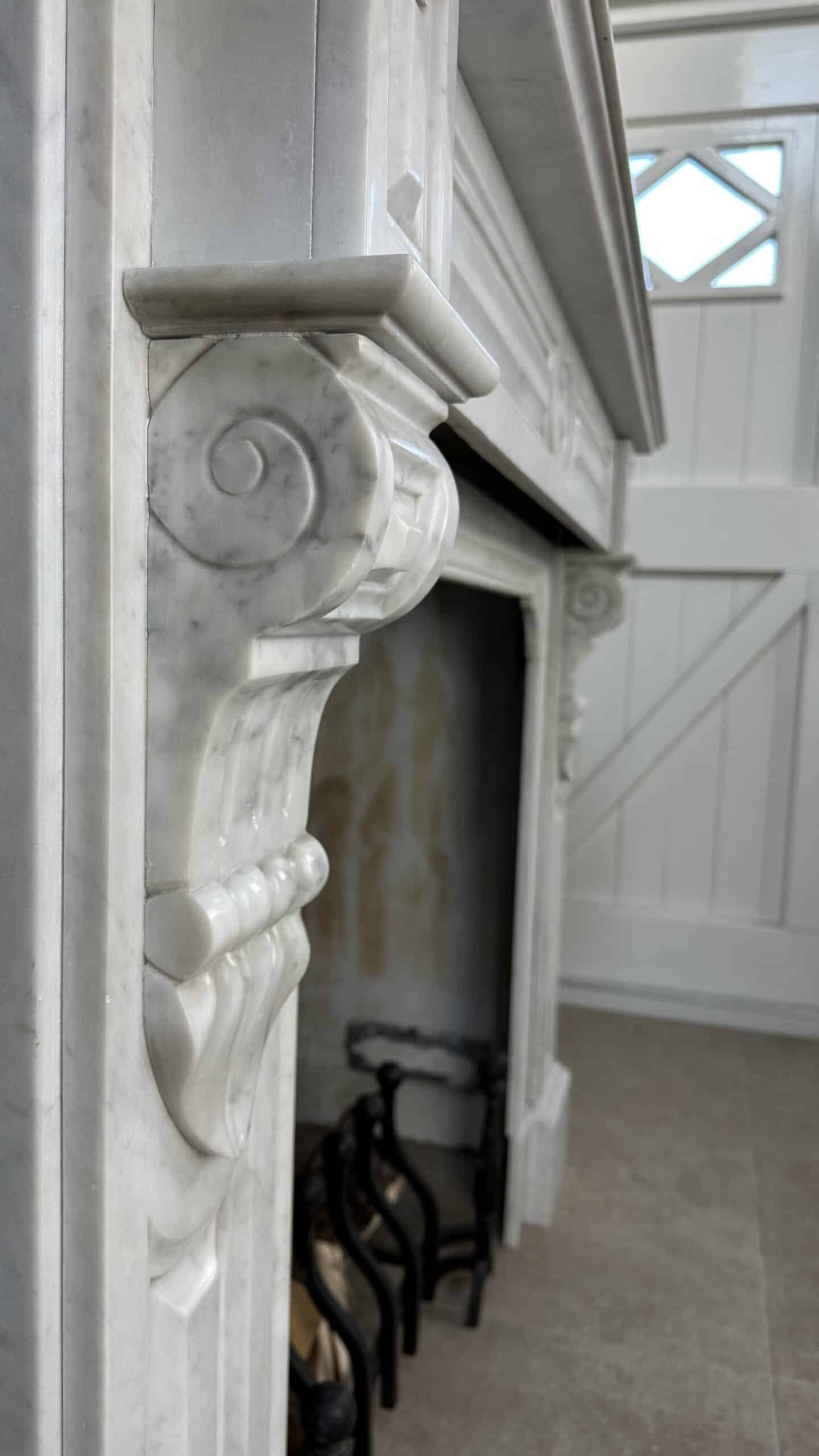 Antique fireplace white marble