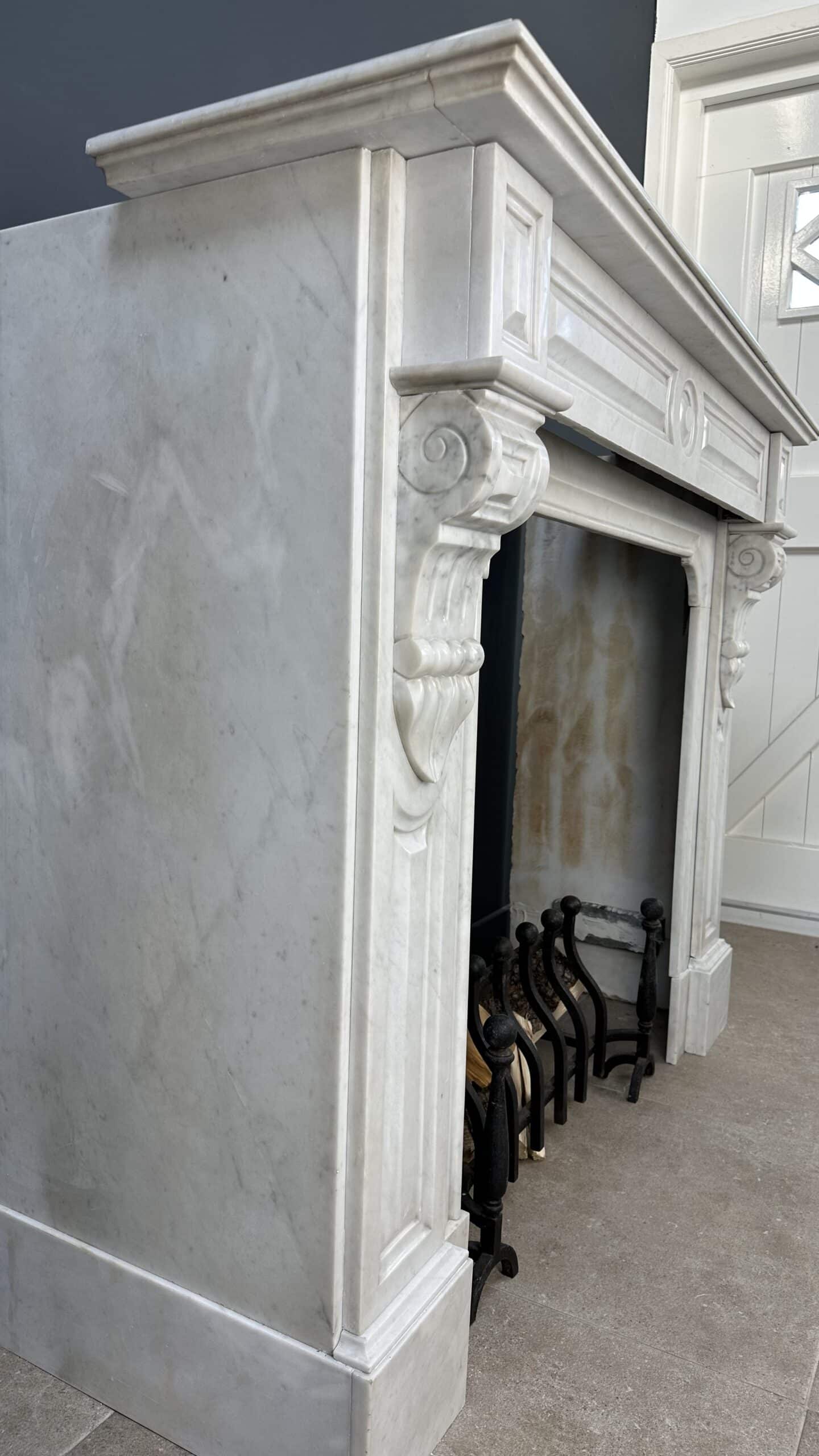Antique fireplace white marble