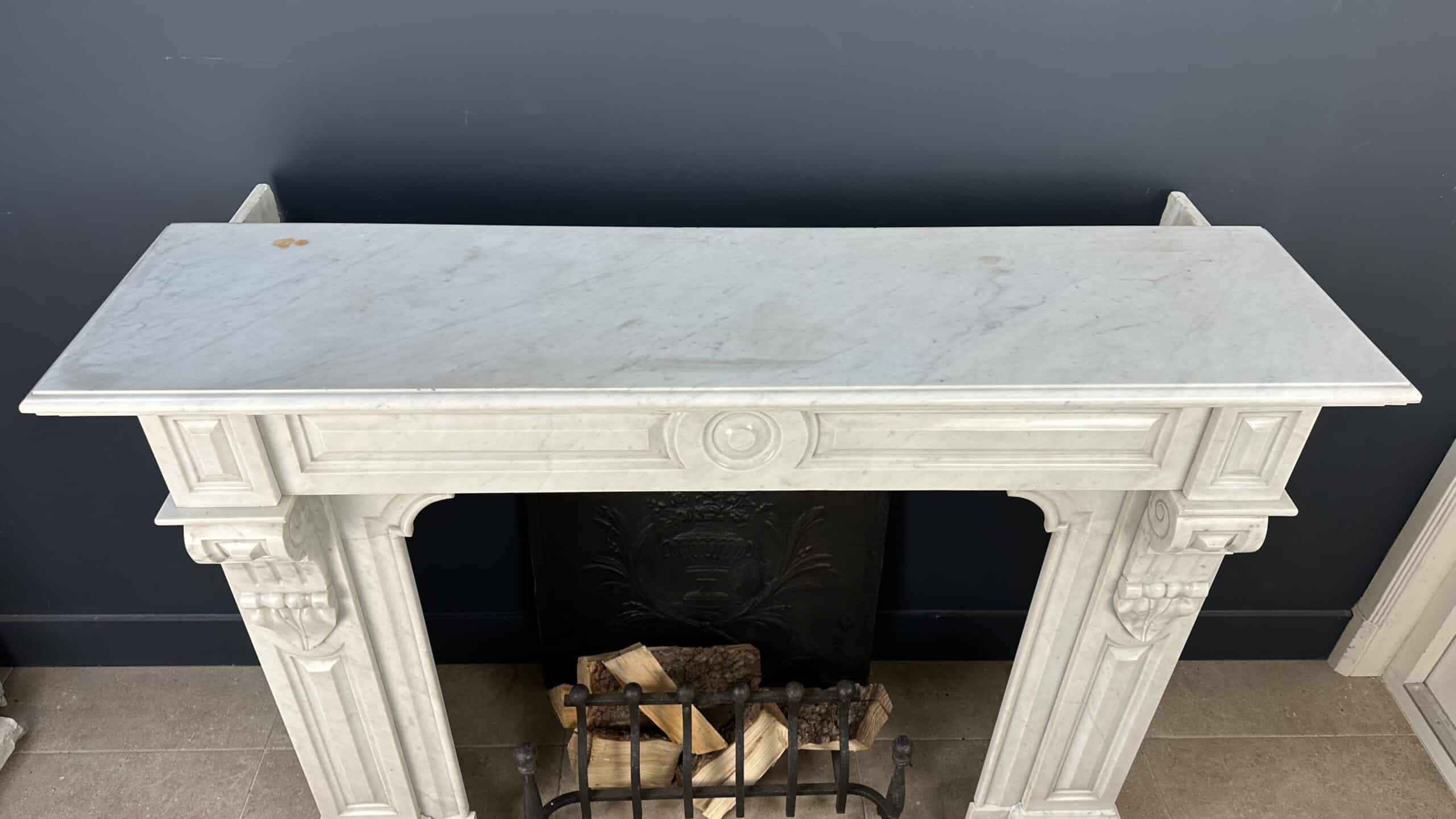 Antique fireplace white marble