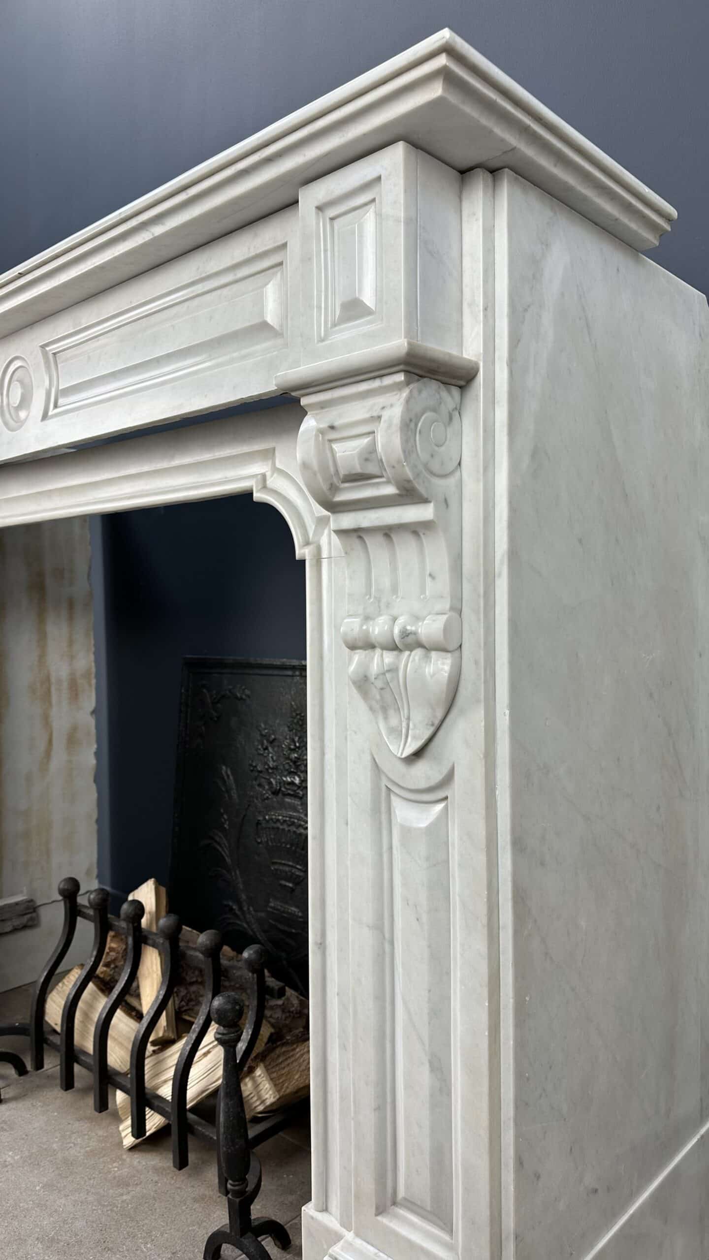 Antique fireplace white marble