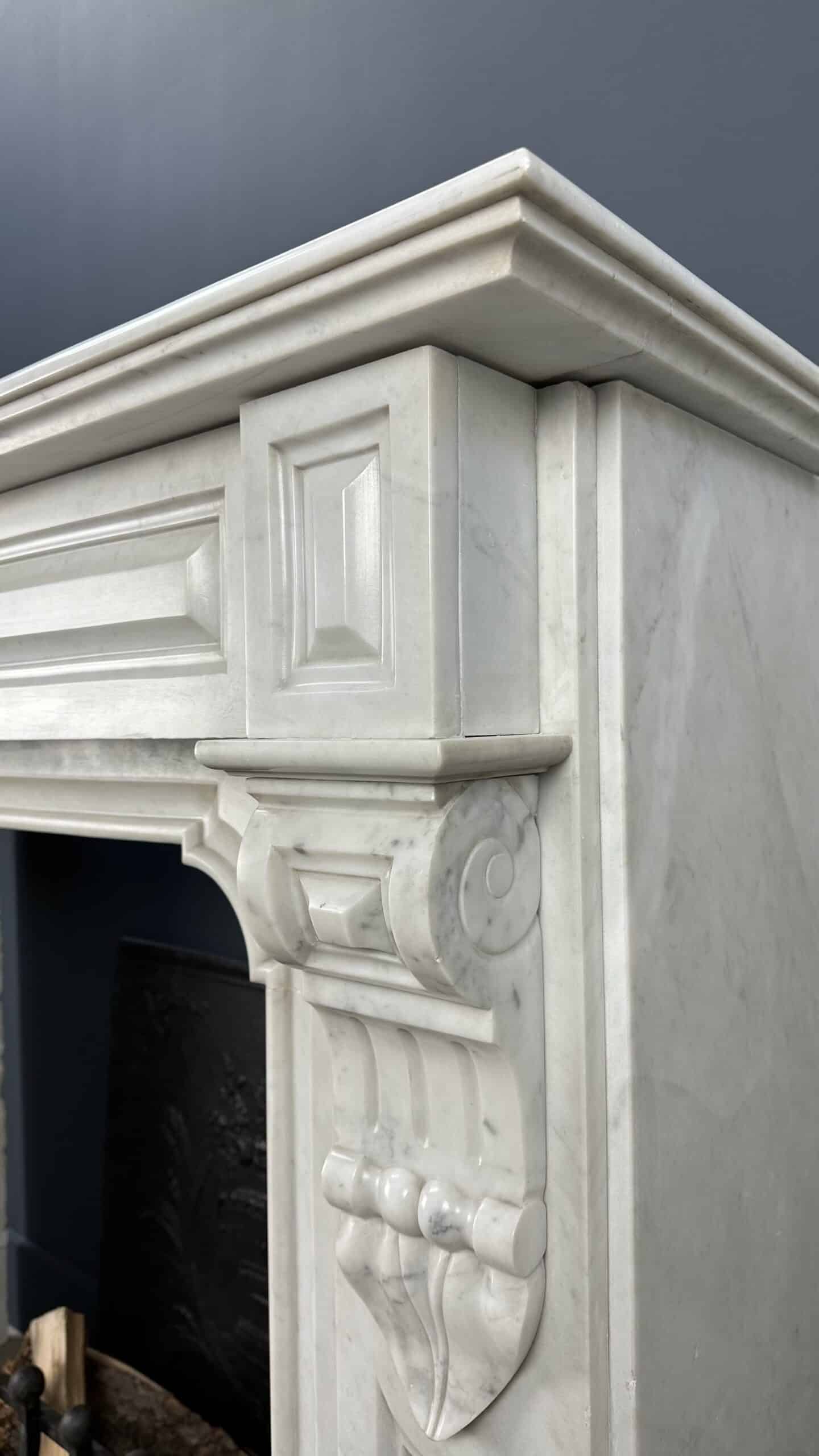 Antique fireplace white marble