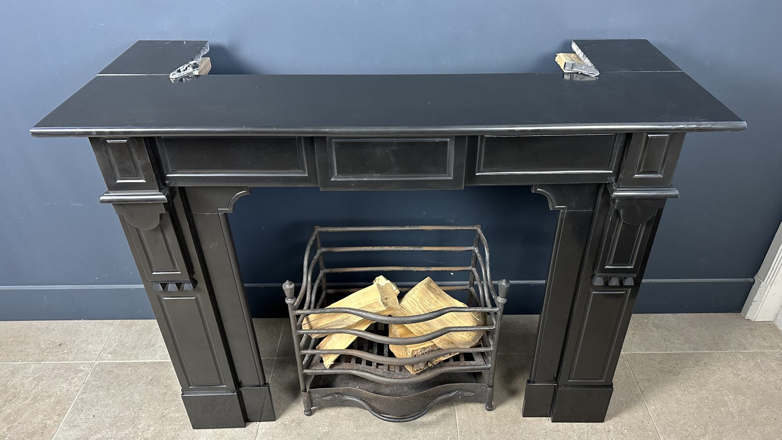 Antique Circular Black Marble Fireplace