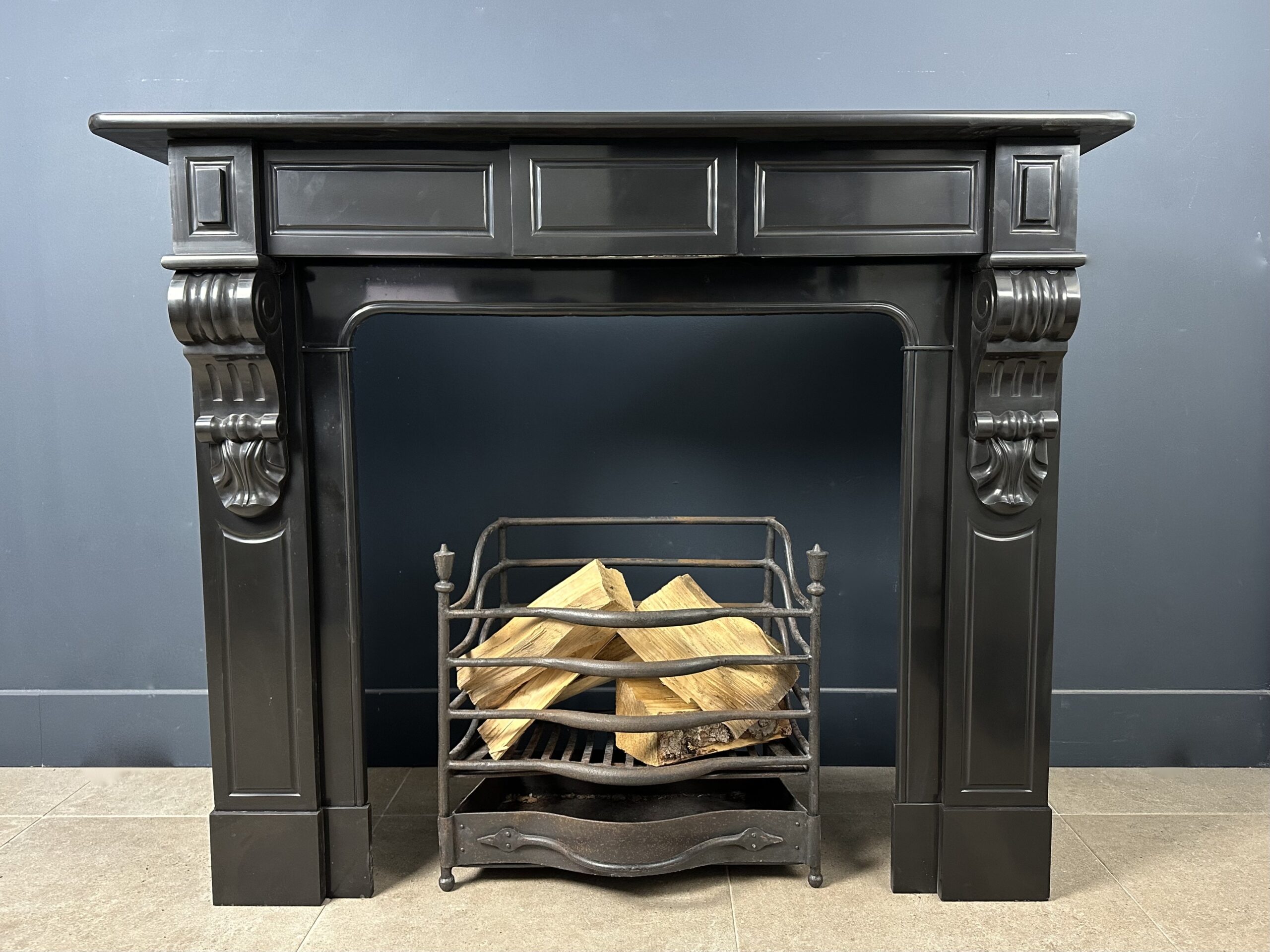 Antique Circular fireplace black hearth stove