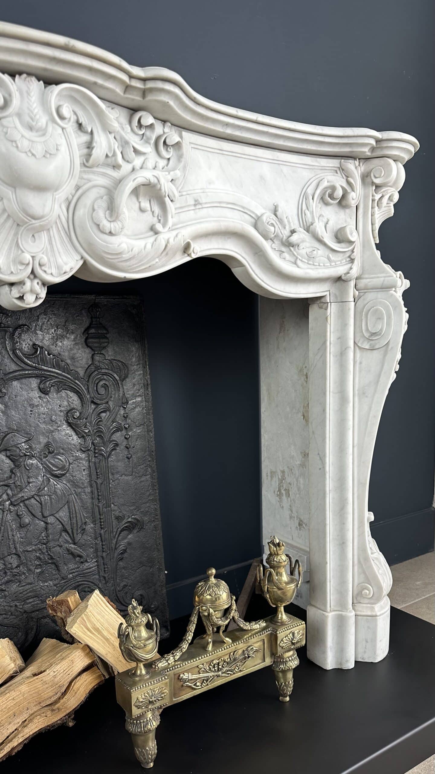 Antieke schouw wit Louis XV
