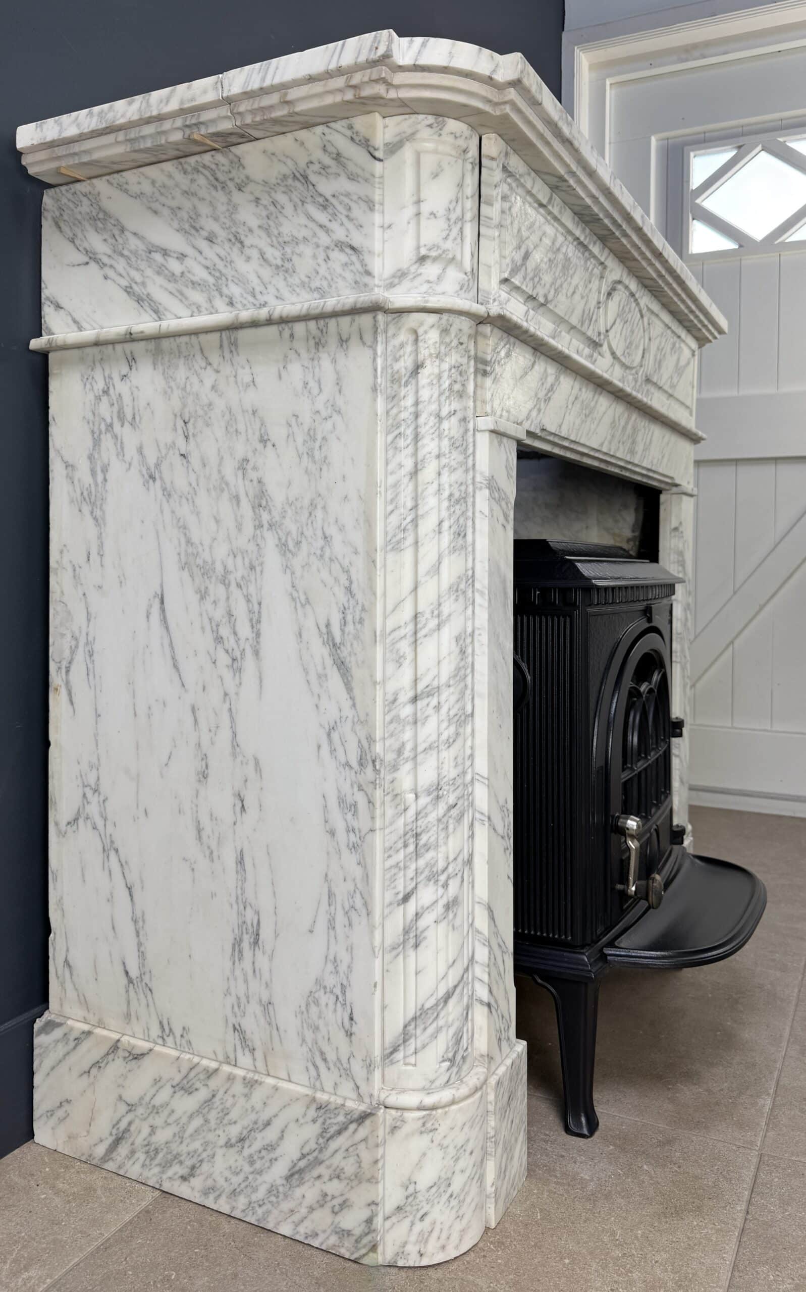 Antieke artdeco schouw mantel wit
