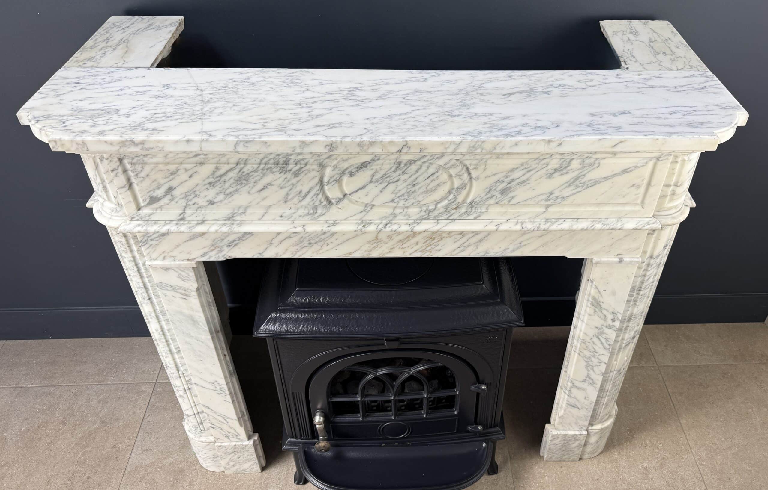 Antieke artdeco schouw mantel wit