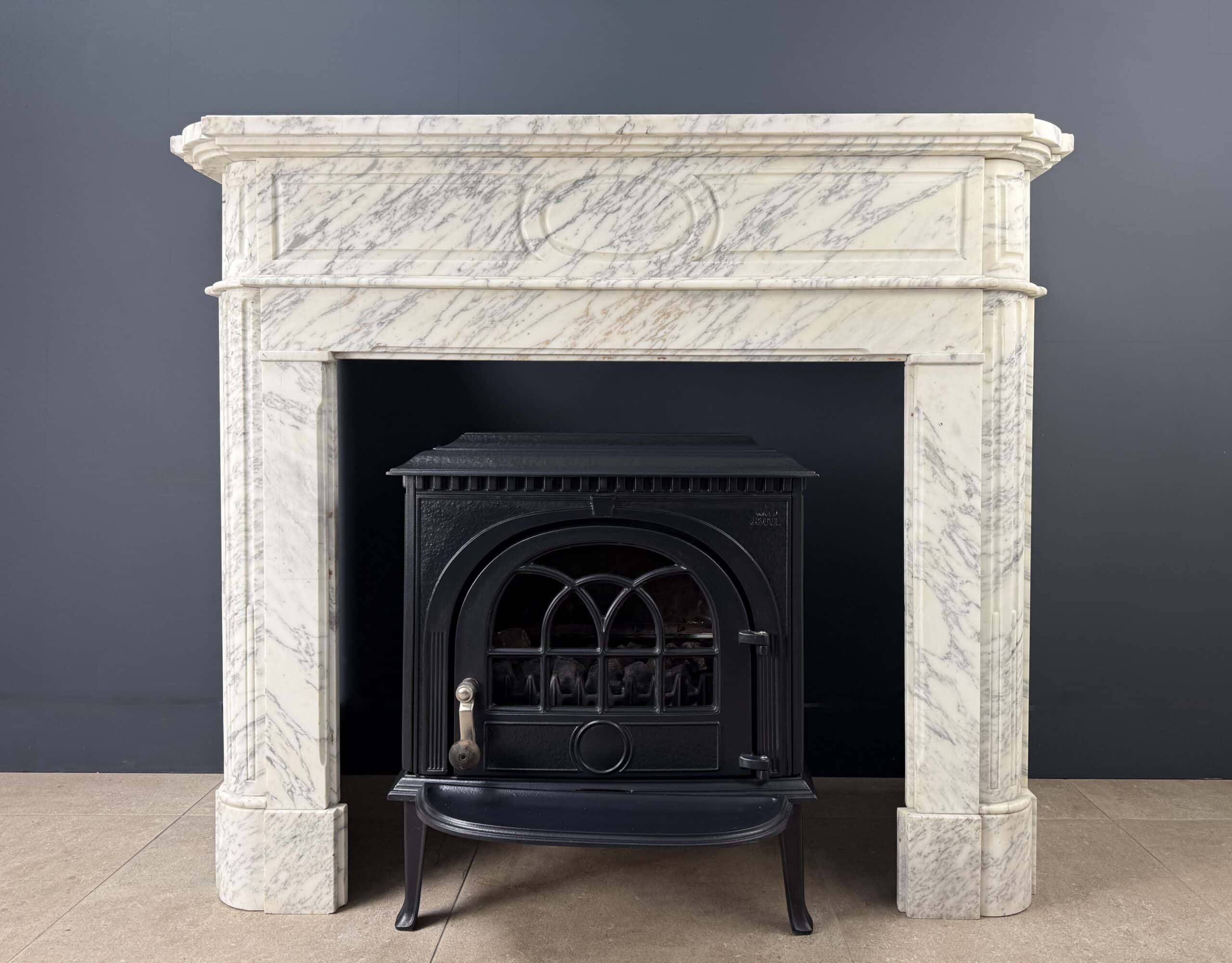 Antieke artdeco schouw mantel wit
