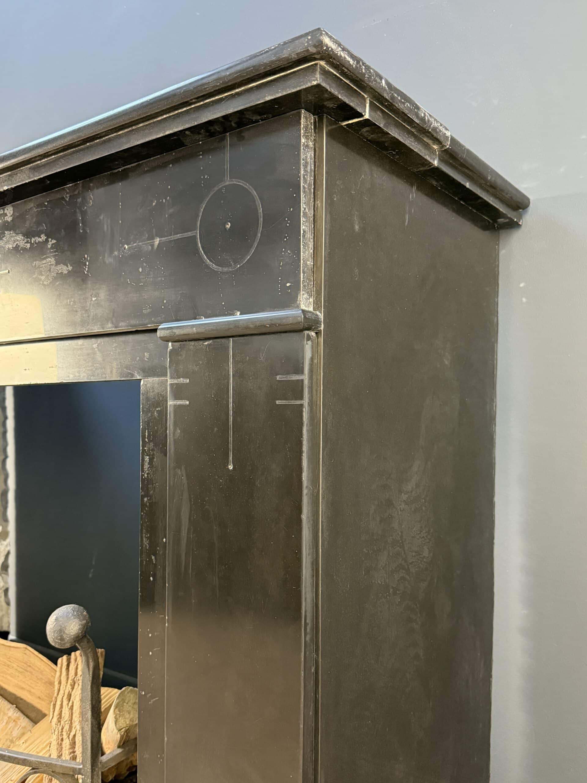 Antiek Schouw Zwart Marmer Ets Mantel