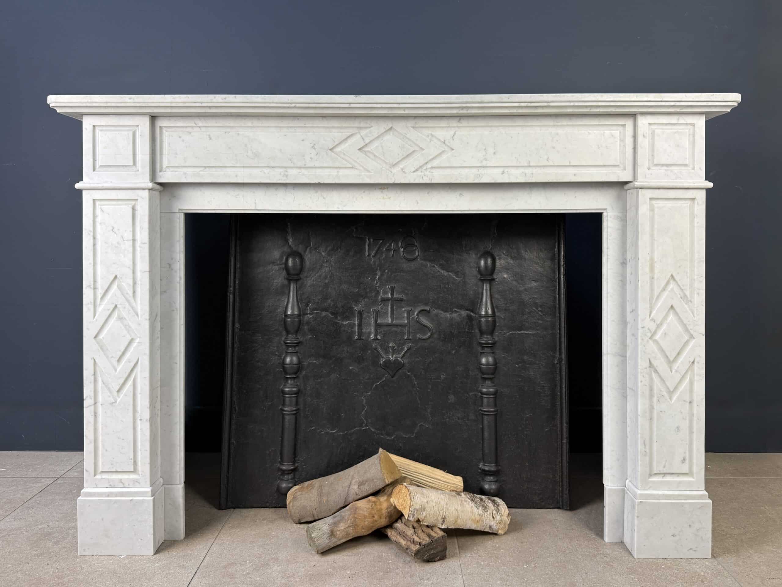 art deco witte antieke schouw mantel